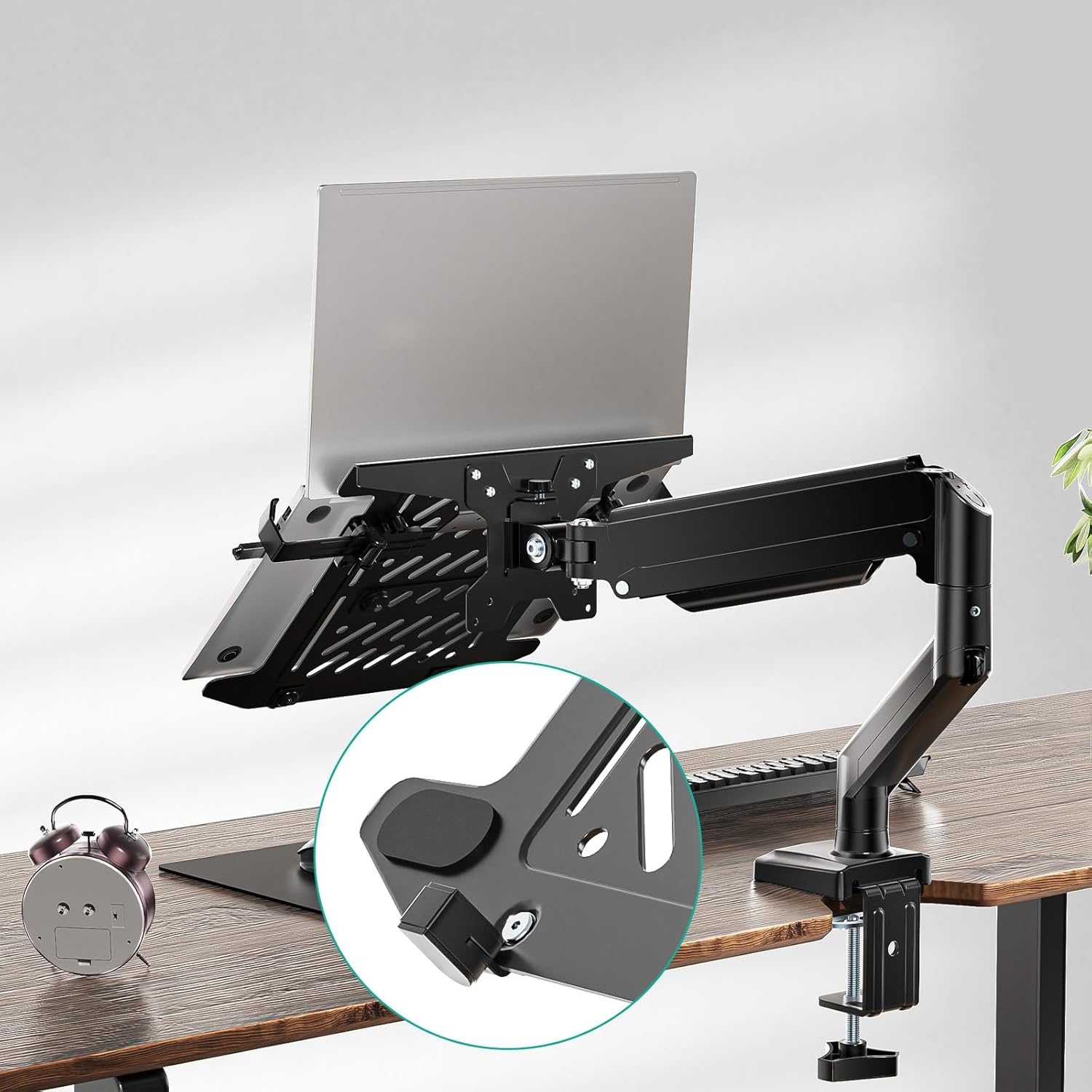 image:imageWALI Laptop Pole Mount Adjustable Laptop Arm Holder Fits 10156 Laptops 2in1 Full Motion Monitor Mount with Removable Tray VESA 75x75 or 100x100 mm Holds up to 154lbs011ARMLPN BlackBlack