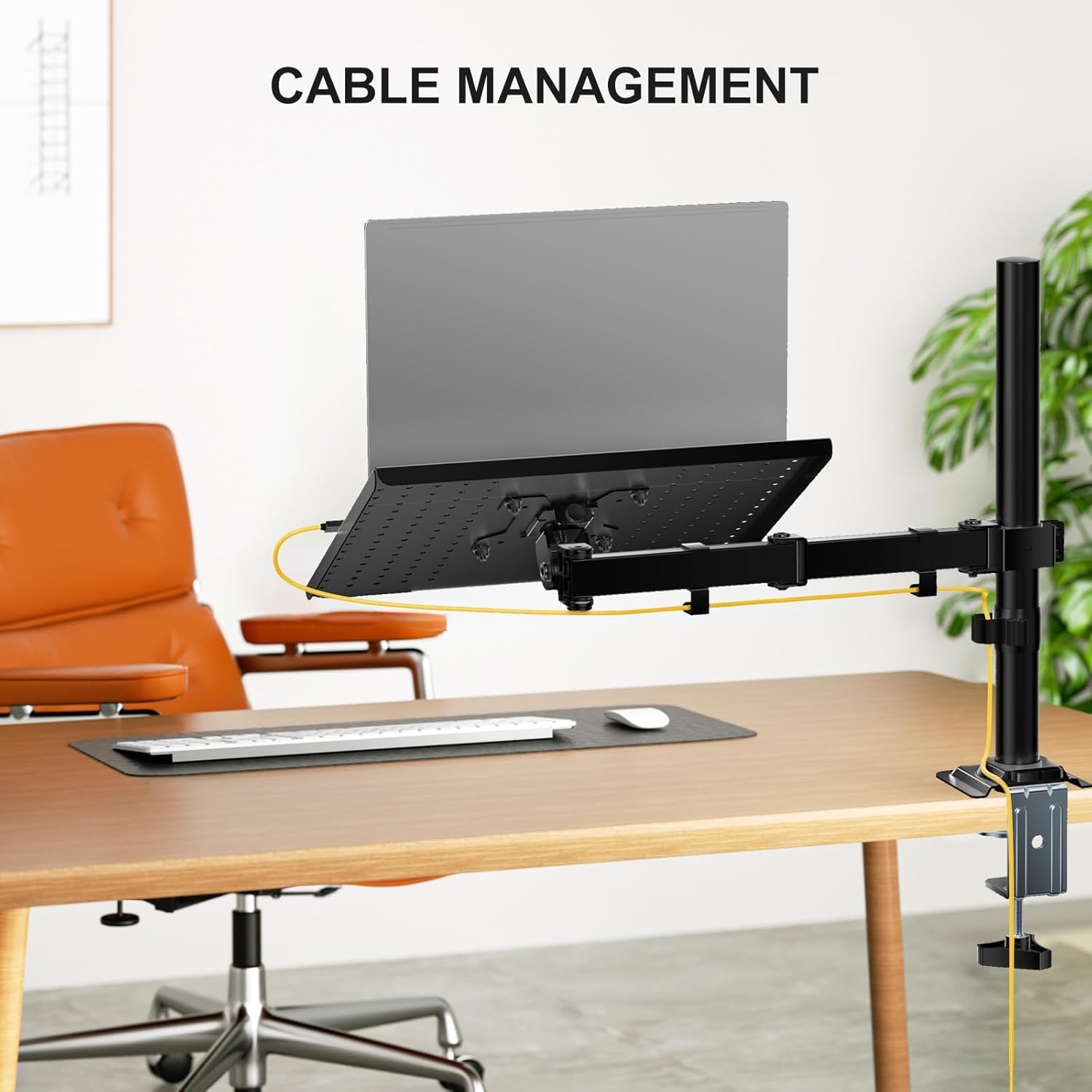 image:imageWALI Laptop Pole Mount Adjustable Laptop Arm Holder Fits 10156 Laptops 2in1 Full Motion Monitor Mount with Removable Tray VESA 75x75 or 100x100 mm Holds up to 154lbs011ARMLPN BlackBlack