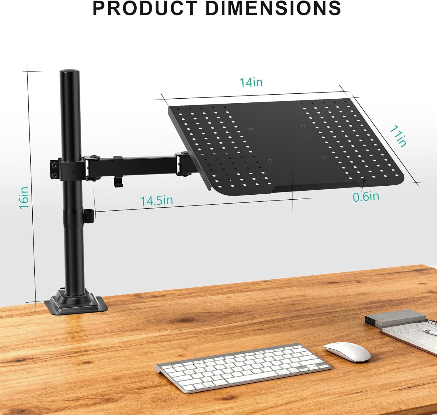 image:imageWALI Laptop Pole Mount Adjustable Laptop Arm Holder Fits 10156 Laptops 2in1 Full Motion Monitor Mount with Removable Tray VESA 75x75 or 100x100 mm Holds up to 154lbs011ARMLPN BlackBlack