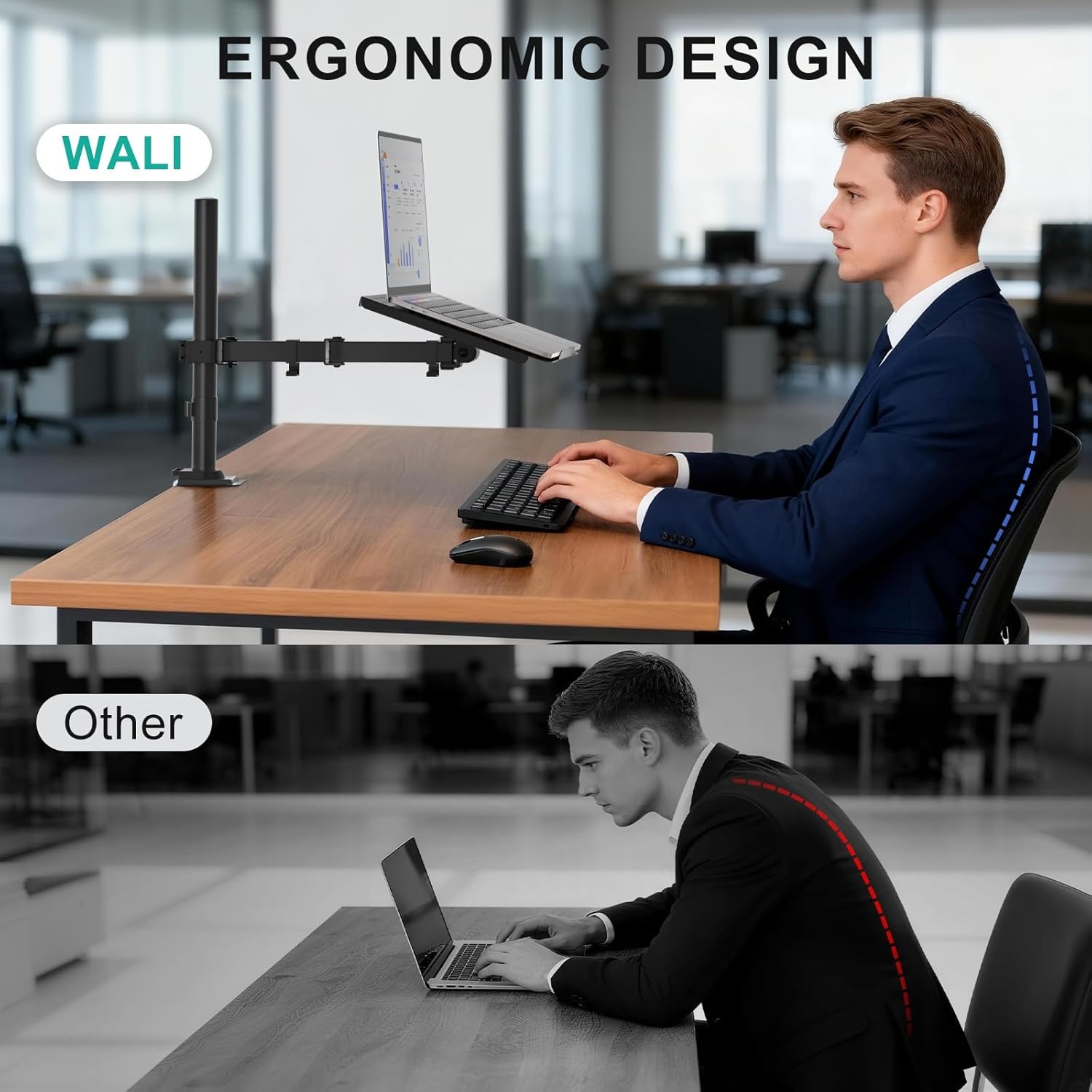 image:imageWALI Laptop Pole Mount Adjustable Laptop Arm Holder Fits 10156 Laptops 2in1 Full Motion Monitor Mount with Removable Tray VESA 75x75 or 100x100 mm Holds up to 154lbs011ARMLPN BlackBlack