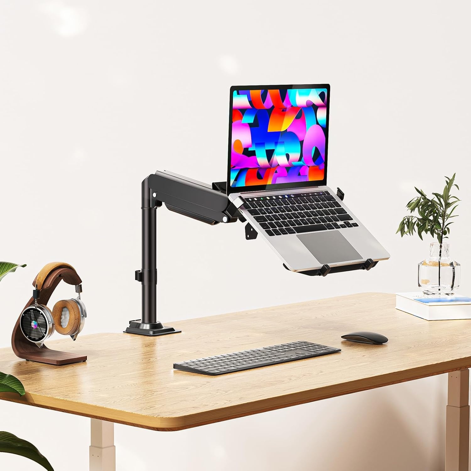 image:imageWALI Laptop Pole Mount Adjustable Laptop Arm Holder Fits 10156 Laptops 2in1 Full Motion Monitor Mount with Removable Tray VESA 75x75 or 100x100 mm Holds up to 154lbs011ARMLPN BlackBlack