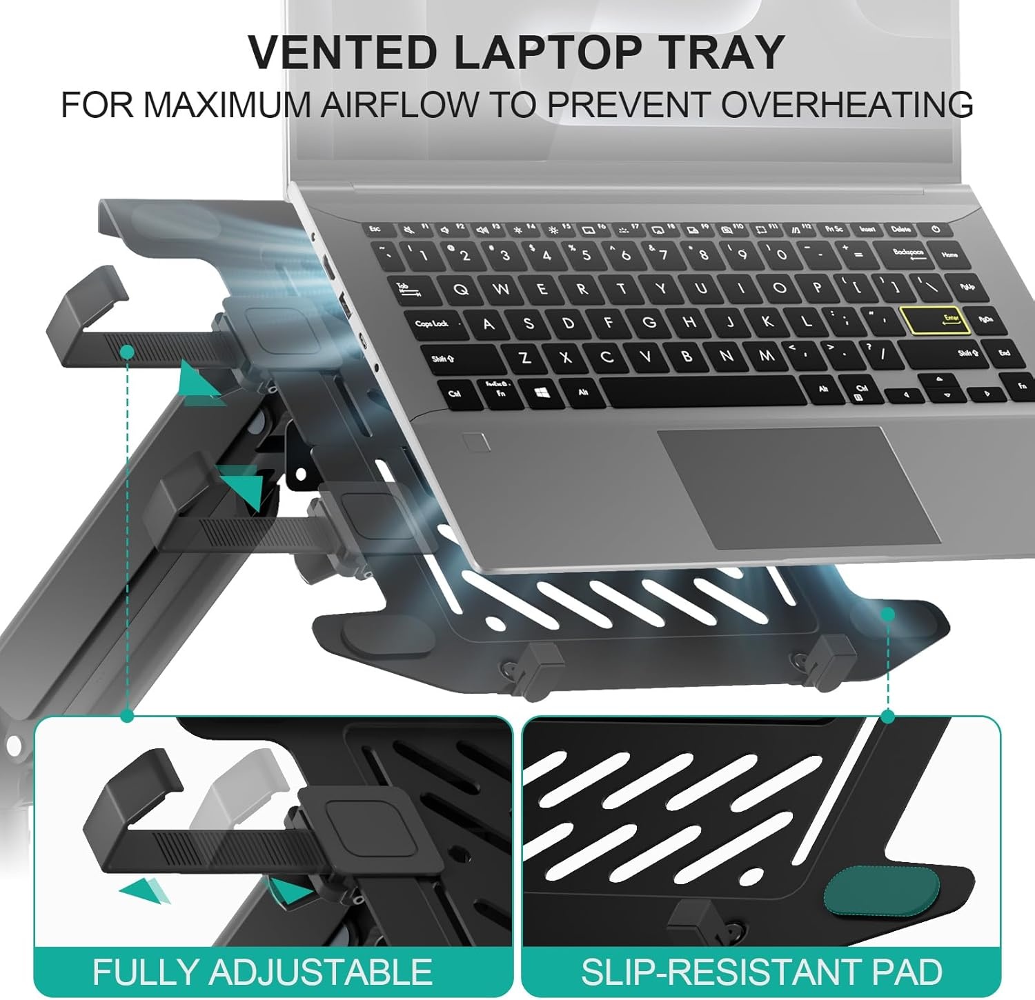 image:imageWALI Laptop Pole Mount Adjustable Laptop Arm Holder Fits 10156 Laptops 2in1 Full Motion Monitor Mount with Removable Tray VESA 75x75 or 100x100 mm Holds up to 154lbs011ARMLPN BlackBlack