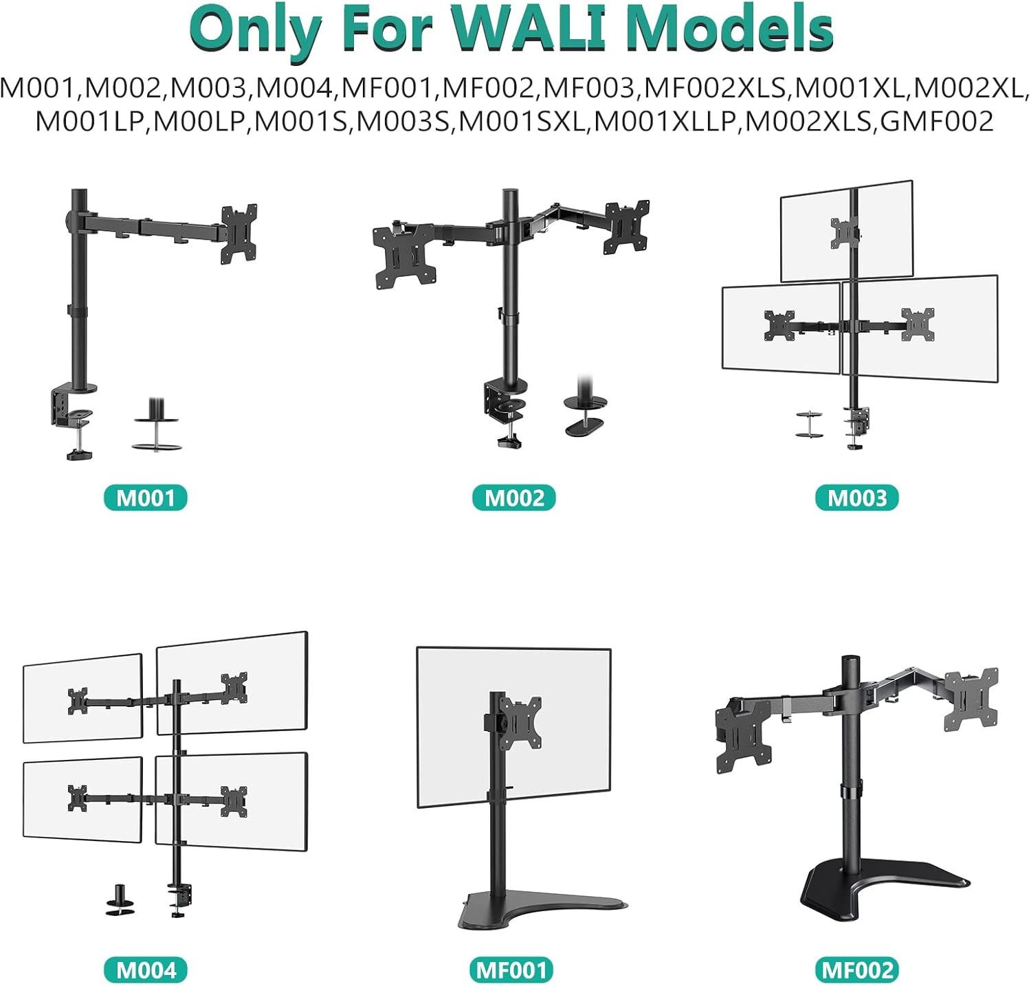 image:imageWALI Monitor Pole Mount for Universal Monitor Mounting System Pole Mount Bracket Fits 11 to 24 Diameter Pole Up to 32 Screens Mounting Holes for 75 x 75mm and 100 x 100mm VES02 BlackFor 1375 diameter pole
