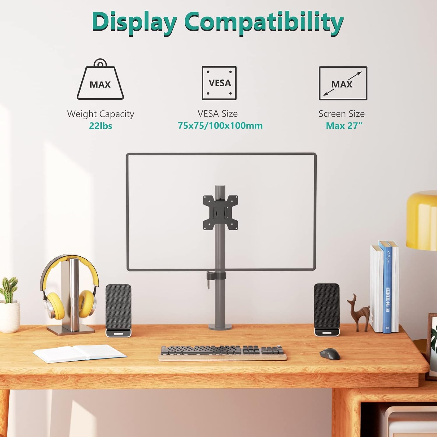 image:imageWALI Monitor Pole Mount for Universal Monitor Mounting System Pole Mount Bracket Fits 11 to 24 Diameter Pole Up to 32 Screens Mounting Holes for 75 x 75mm and 100 x 100mm VES02 BlackFor 1375 diameter pole