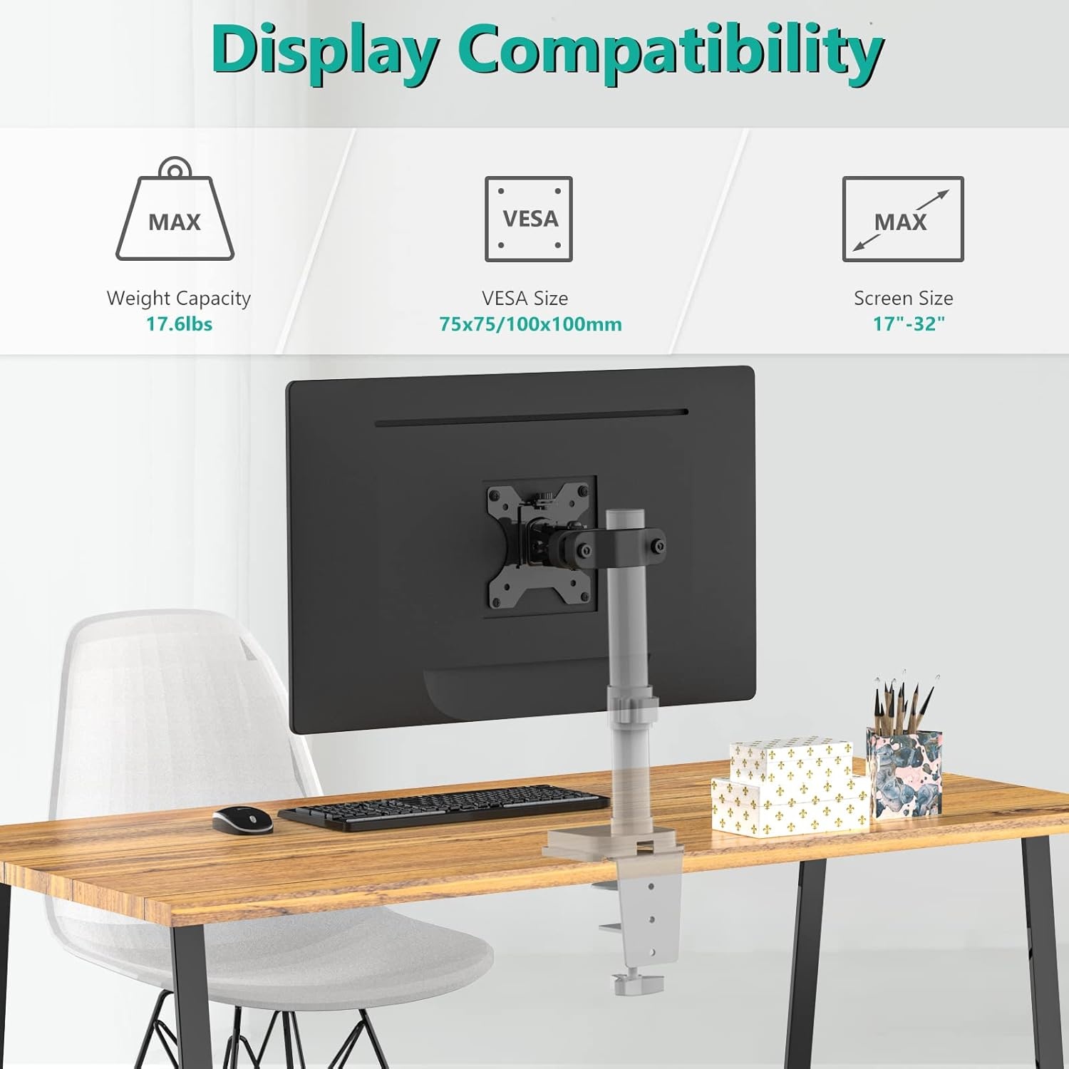image:imageWALI Monitor Pole Mount for Universal Monitor Mounting System Pole Mount Bracket Fits 11 to 24 Diameter Pole Up to 32 Screens Mounting Holes for 75 x 75mm and 100 x 100mm VES02 BlackFor 1124 diameter pole