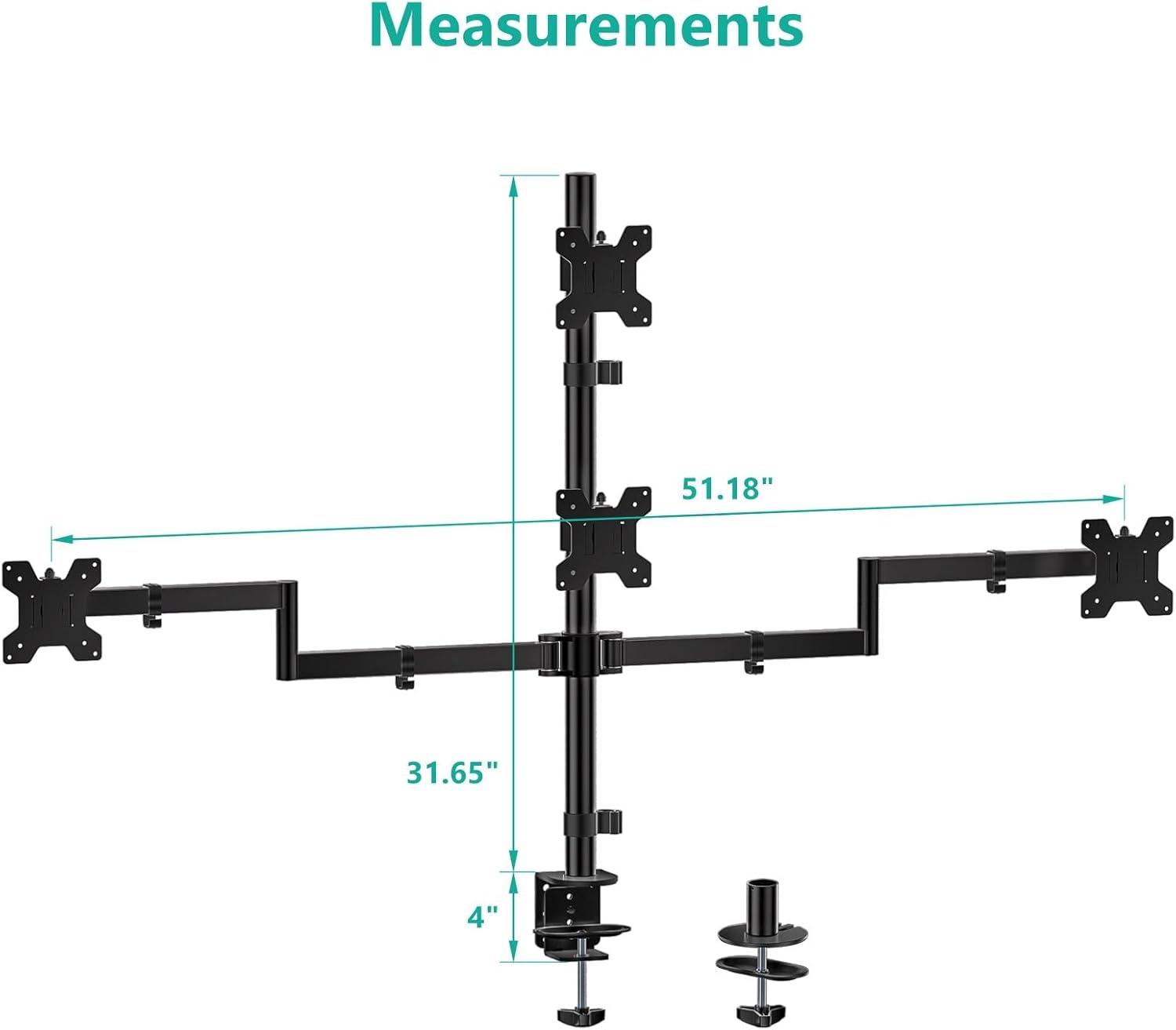 image:imageWALI Single Monitor Mount Monitors Desk Mount Single Monitor Arm Holds Screen Up to 32inch 22lbs Fully Adjustable Mount Designed for Home Office ApplicationM001S BlackQuad