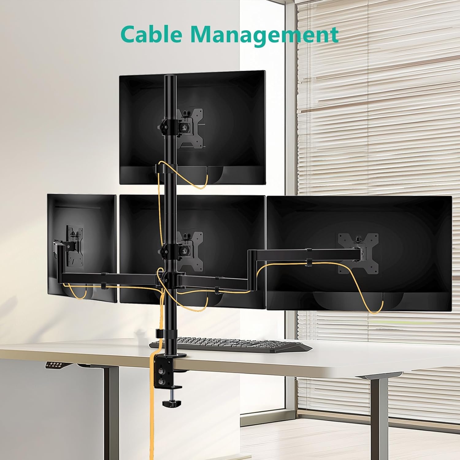 image:imageWALI Single Monitor Mount Monitors Desk Mount Single Monitor Arm Holds Screen Up to 32inch 22lbs Fully Adjustable Mount Designed for Home Office ApplicationM001S BlackQuad