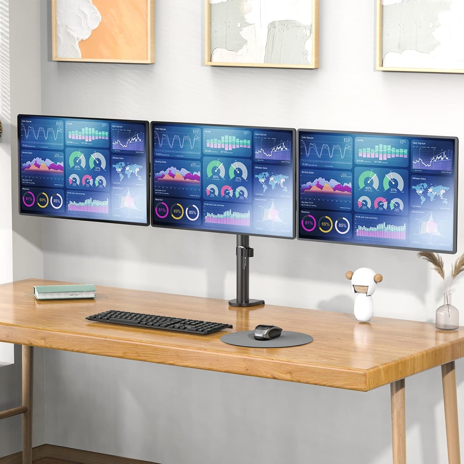 image:imageWALI Single Monitor Mount Monitors Desk Mount Single Monitor Arm Holds Screen Up to 32inch 22lbs Fully Adjustable Mount Designed for Home Office ApplicationM001S BlackTriple