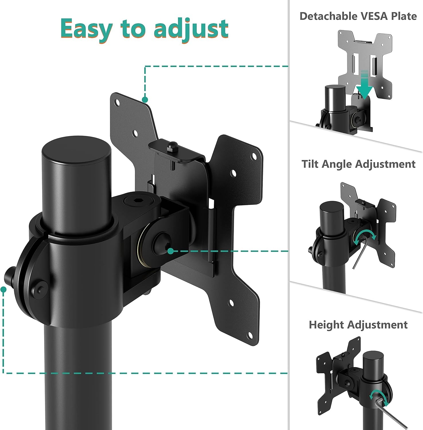 image:imageWALI Single Monitor Mount Monitors Desk Mount Single Monitor Arm Holds Screen Up to 32inch 22lbs Fully Adjustable Mount Designed for Home Office ApplicationM001S BlackSingle