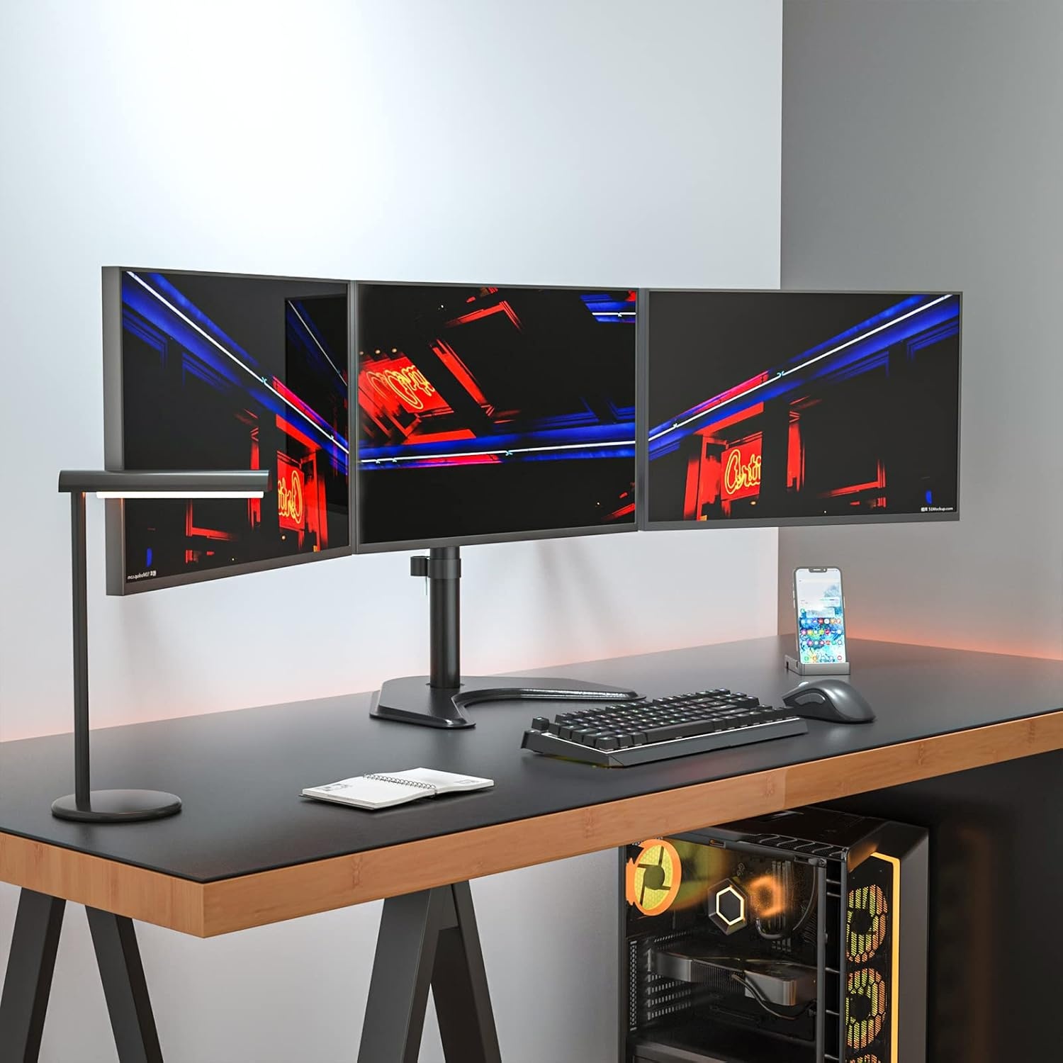 image:imageWALI Single Monitor Mount Monitors Desk Mount Single Monitor Arm Holds Screen Up to 32inch 22lbs Fully Adjustable Mount Designed for Home Office ApplicationM001S BlackTriple