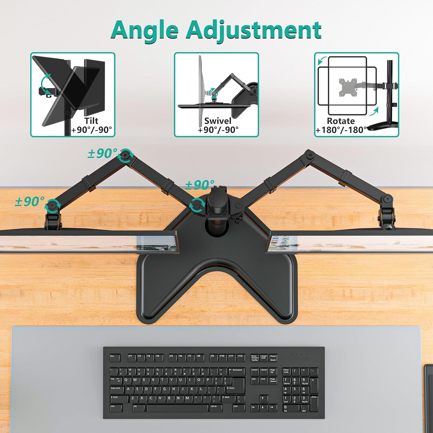 image:imageWALI Single Monitor Mount Monitors Desk Mount Single Monitor Arm Holds Screen Up to 32inch 22lbs Fully Adjustable Mount Designed for Home Office ApplicationM001S BlackDual