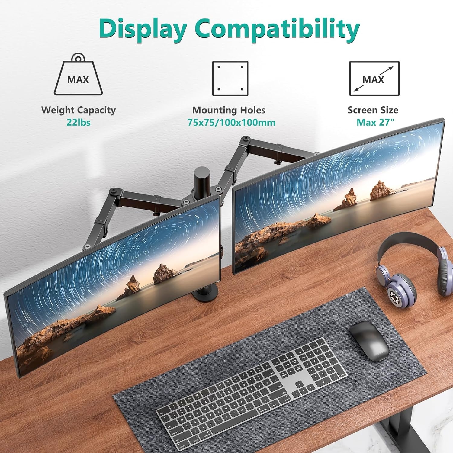image:imageWALI Single Monitor Mount Monitors Desk Mount Single Monitor Arm Holds Screen Up to 32inch 22lbs Fully Adjustable Mount Designed for Home Office ApplicationM001S BlackDual