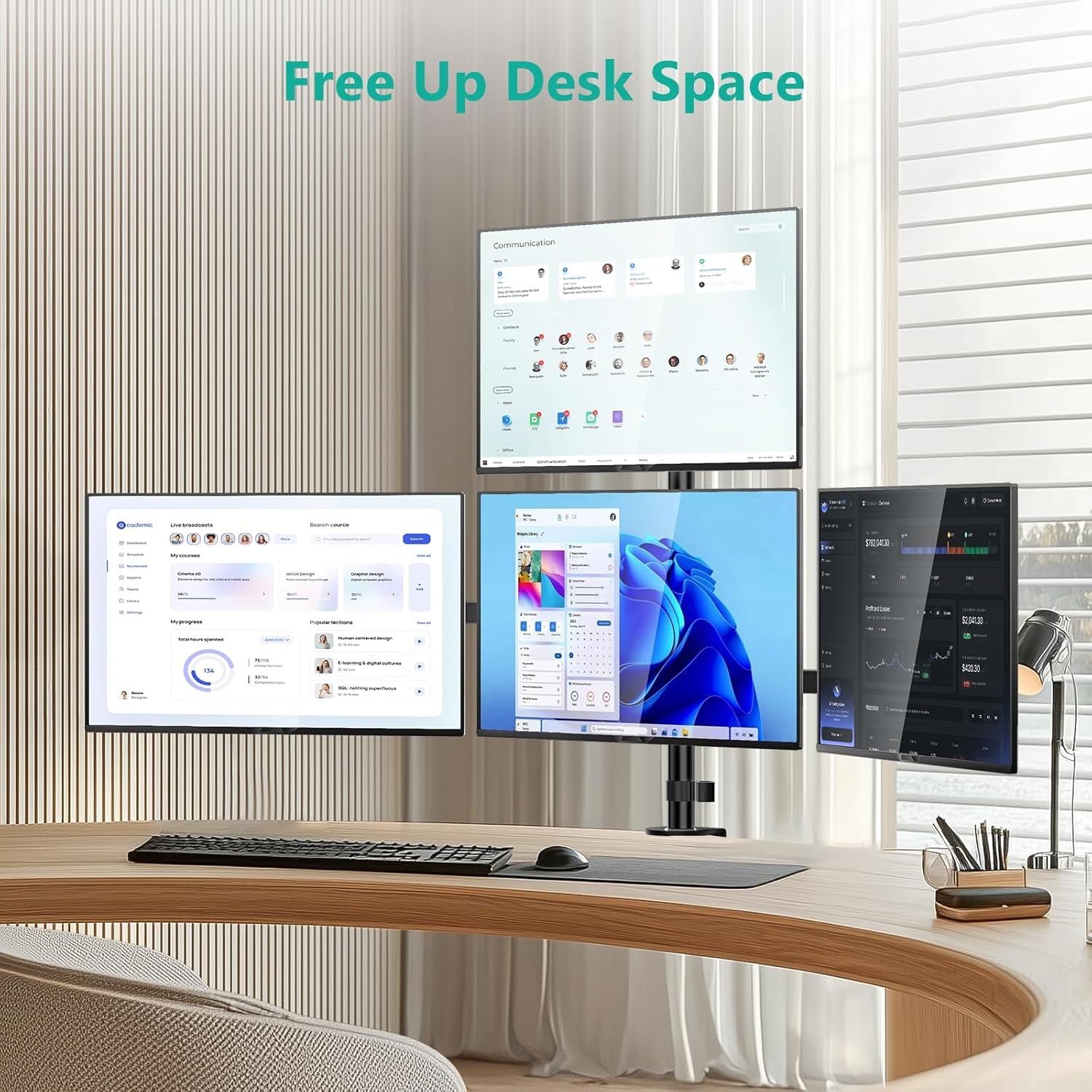 image:imageWALI Single Monitor Mount Monitors Desk Mount Single Monitor Arm Holds Screen Up to 32inch 22lbs Fully Adjustable Mount Designed for Home Office ApplicationM001S BlackQuad
