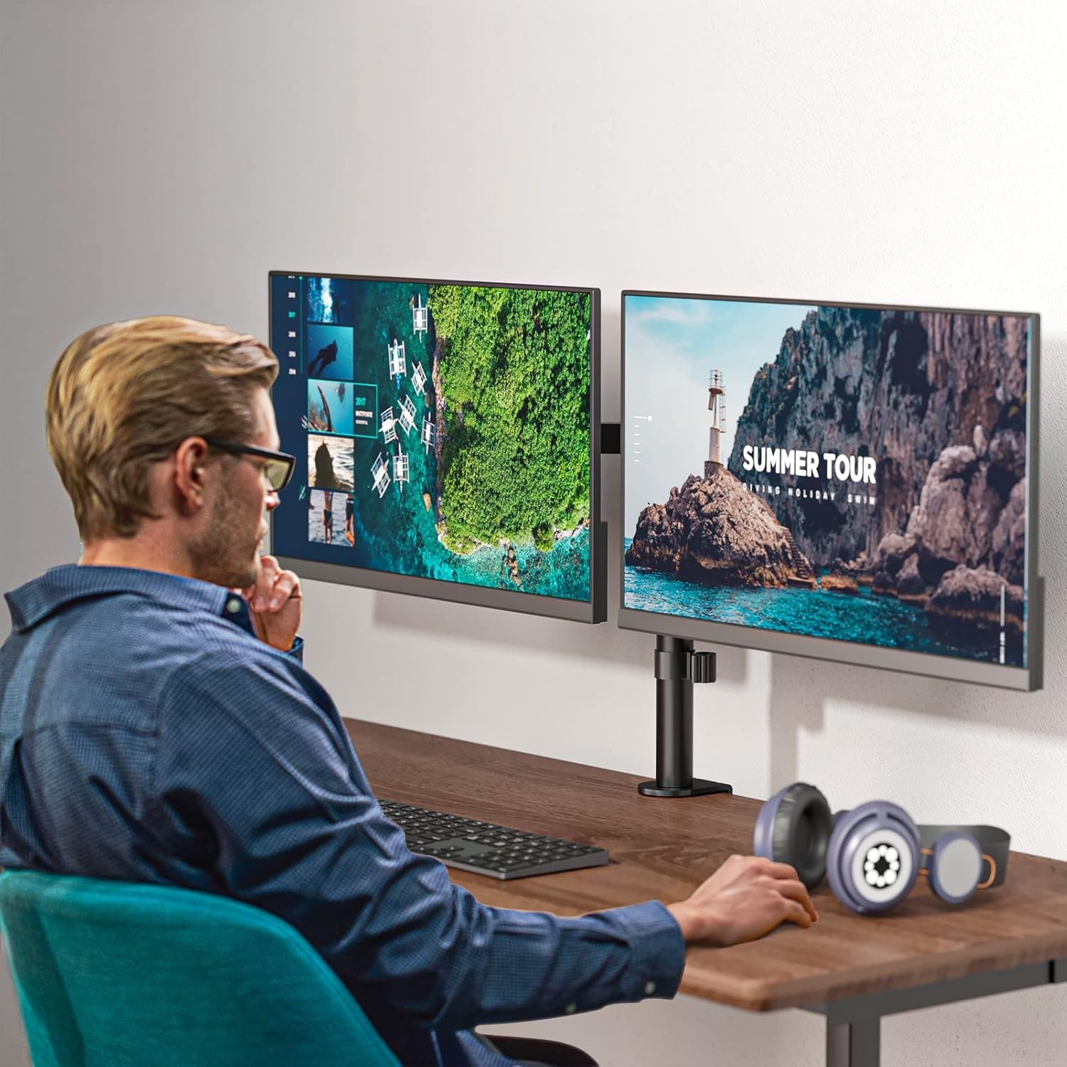 image:imageWALI Single Monitor Mount Monitors Desk Mount Single Monitor Arm Holds Screen Up to 32inch 22lbs Fully Adjustable Mount Designed for Home Office ApplicationM001S BlackDual