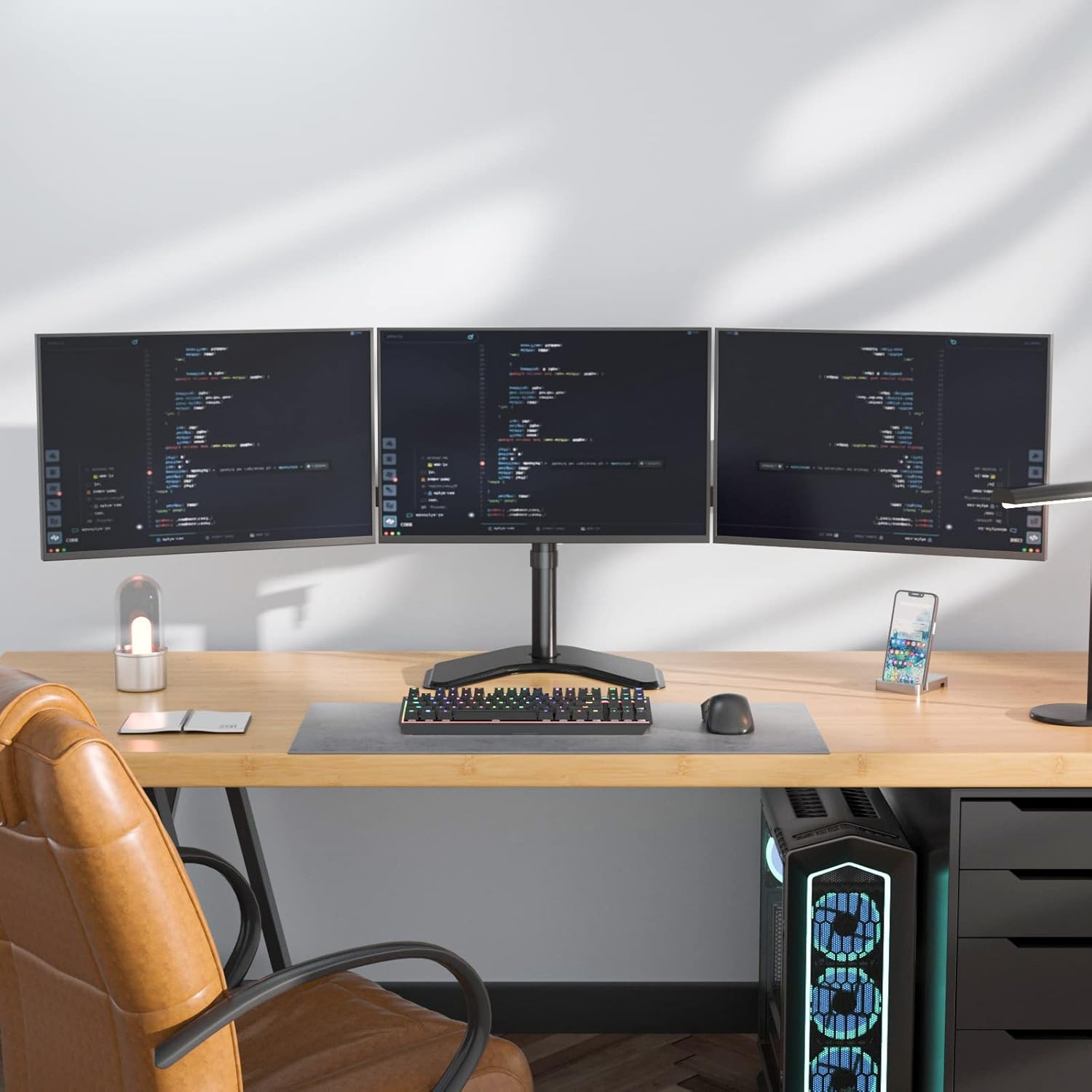image:imageWALI Single Monitor Mount Monitors Desk Mount Single Monitor Arm Holds Screen Up to 32inch 22lbs Fully Adjustable Mount Designed for Home Office ApplicationM001S BlackTriple