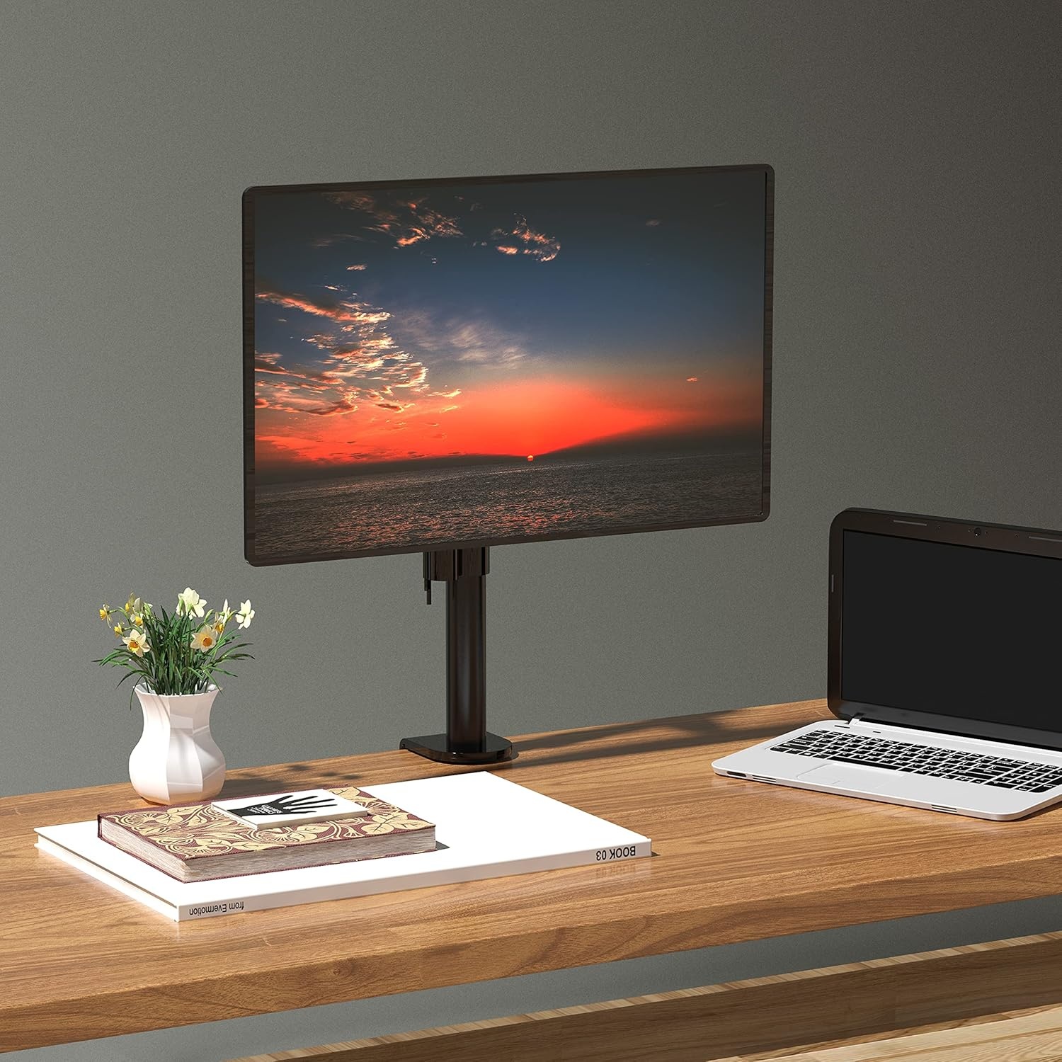 image:imageWALI Single Monitor Mount Monitors Desk Mount Single Monitor Arm Holds Screen Up to 32inch 22lbs Fully Adjustable Mount Designed for Home Office ApplicationM001S BlackSingle