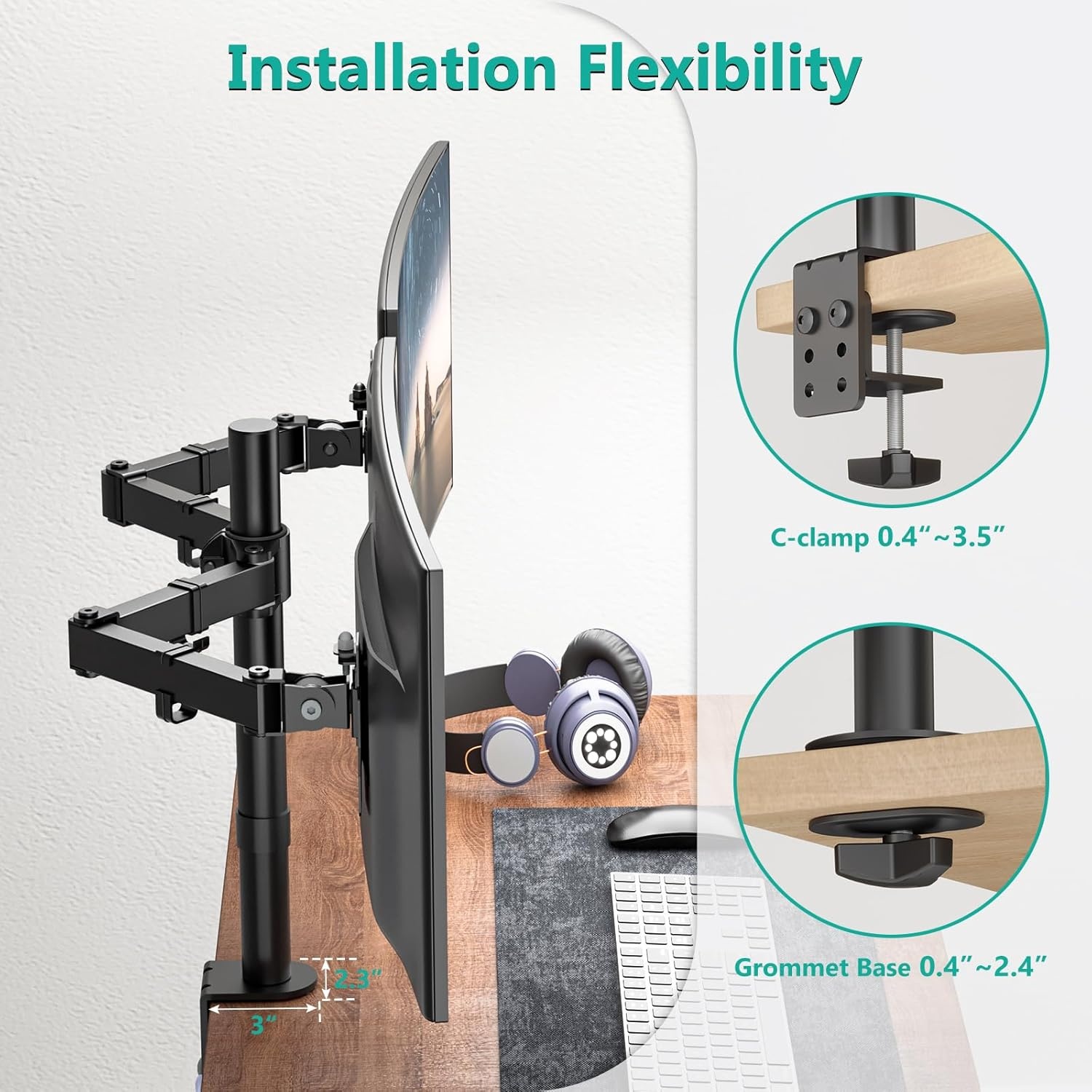 image:imageWALI Single Monitor Mount Monitors Desk Mount Single Monitor Arm Holds Screen Up to 32inch 22lbs Fully Adjustable Mount Designed for Home Office ApplicationM001S BlackDual