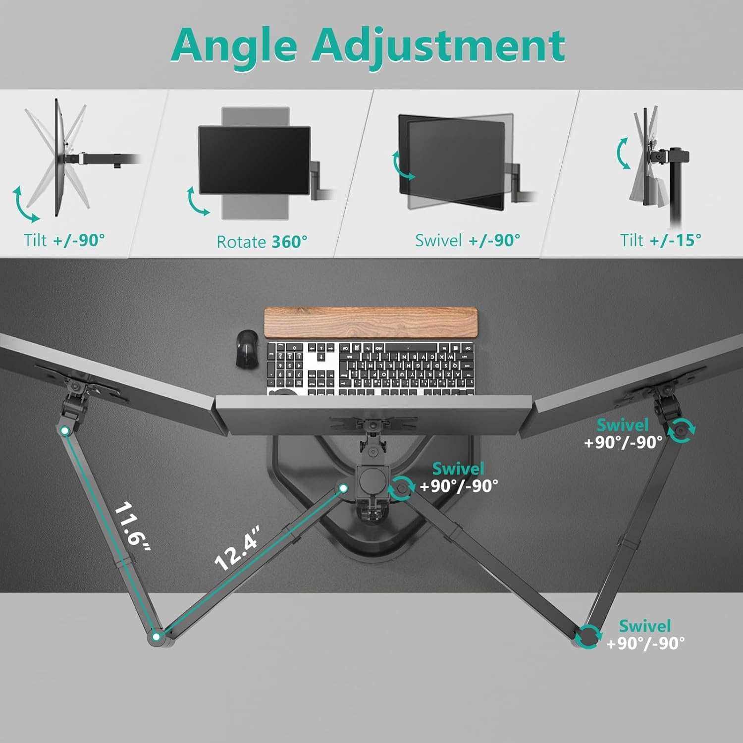 image:imageWALI Single Monitor Mount Monitors Desk Mount Single Monitor Arm Holds Screen Up to 32inch 22lbs Fully Adjustable Mount Designed for Home Office ApplicationM001S BlackTriple