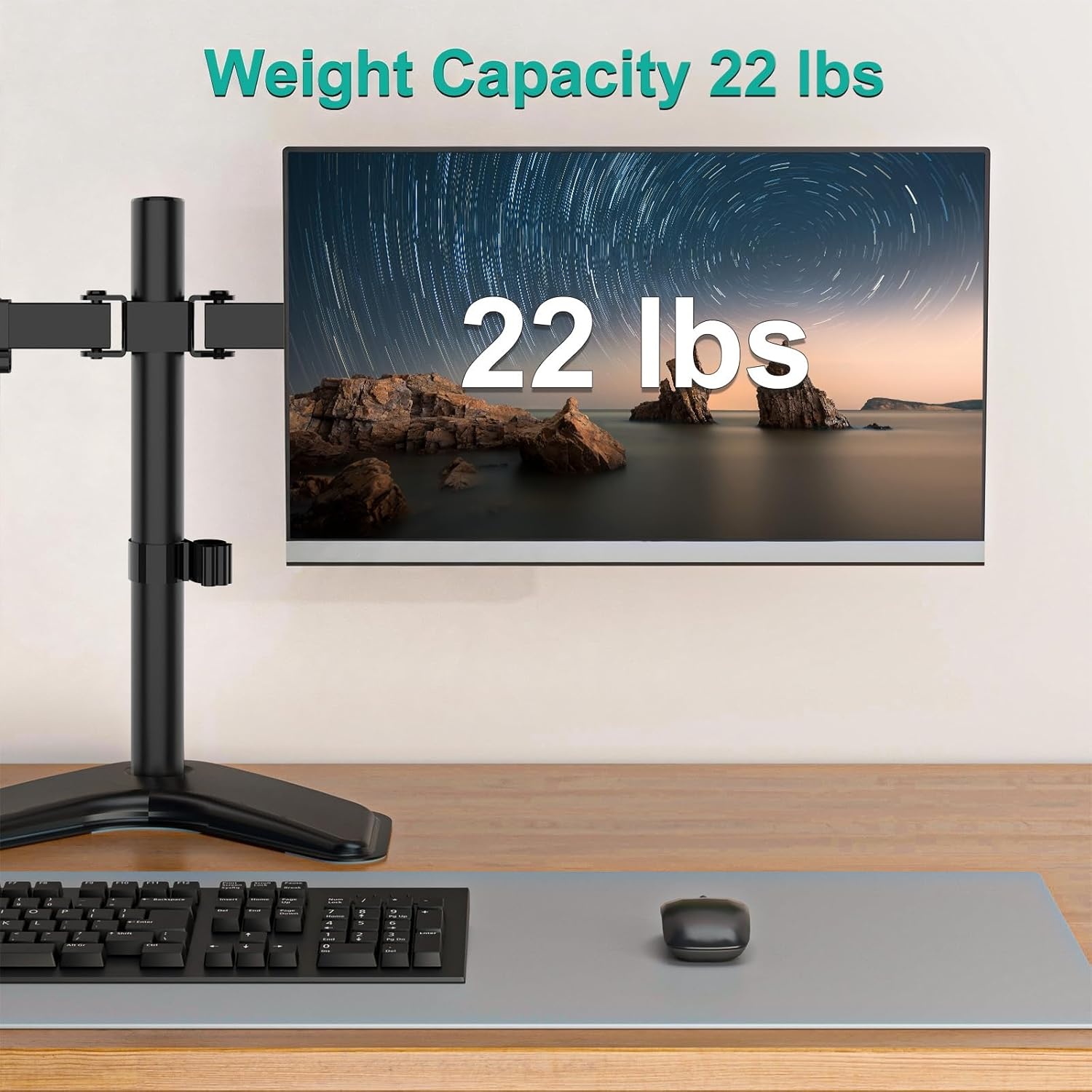 image:imageWALI Single Monitor Mount Monitors Desk Mount Single Monitor Arm Holds Screen Up to 32inch 22lbs Fully Adjustable Mount Designed for Home Office ApplicationM001S BlackDual