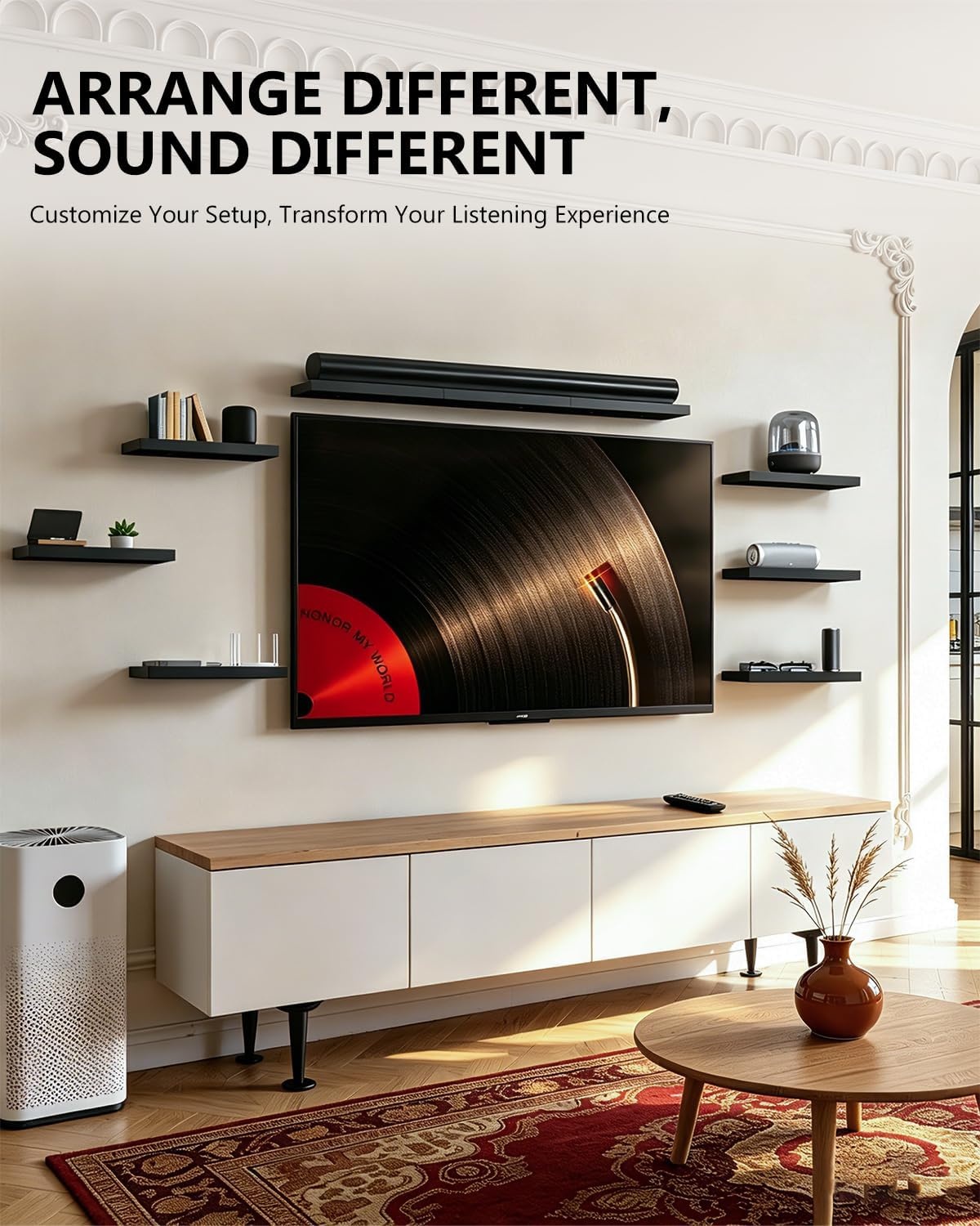 image:imageWALI Soundbar Mount for Sonos Arc and Sonos Arc Ultra Sound bar Wall Mount Bracket Hidden Design Mount on Wall Under TV Installation BlackBlack
