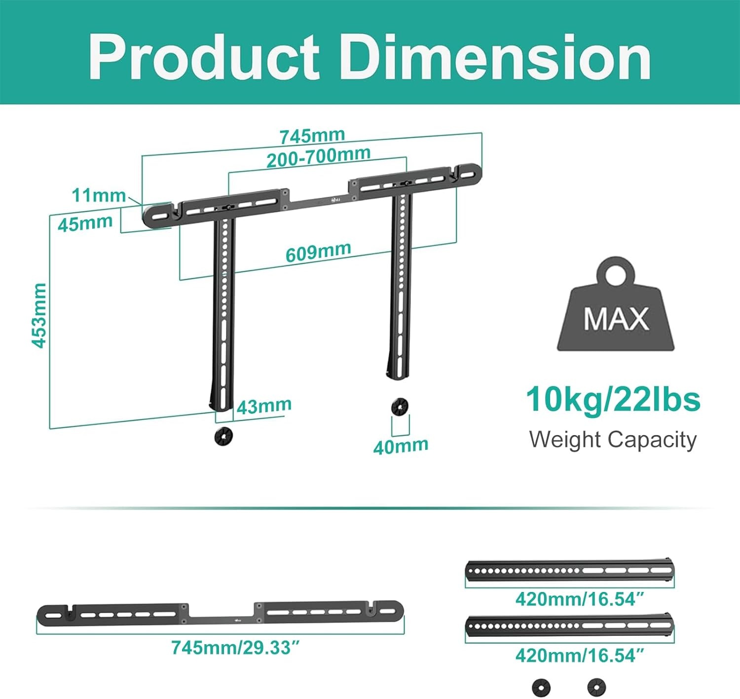 image:imageWALI Soundbar Mount for Sonos Arc and Sonos Arc Ultra Sound bar Wall Mount Bracket Hidden Design Mount on Wall Under TV Installation BlackBlack