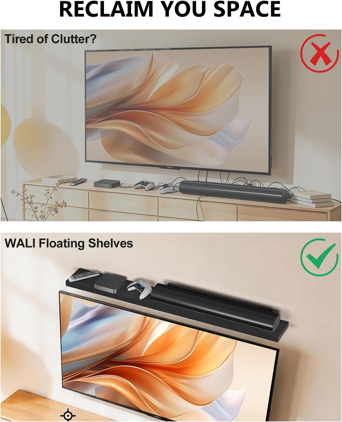 image:imageWALI Soundbar Mount for Sonos Arc and Sonos Arc Ultra Sound bar Wall Mount Bracket Hidden Design Mount on Wall Under TV Installation BlackBlack