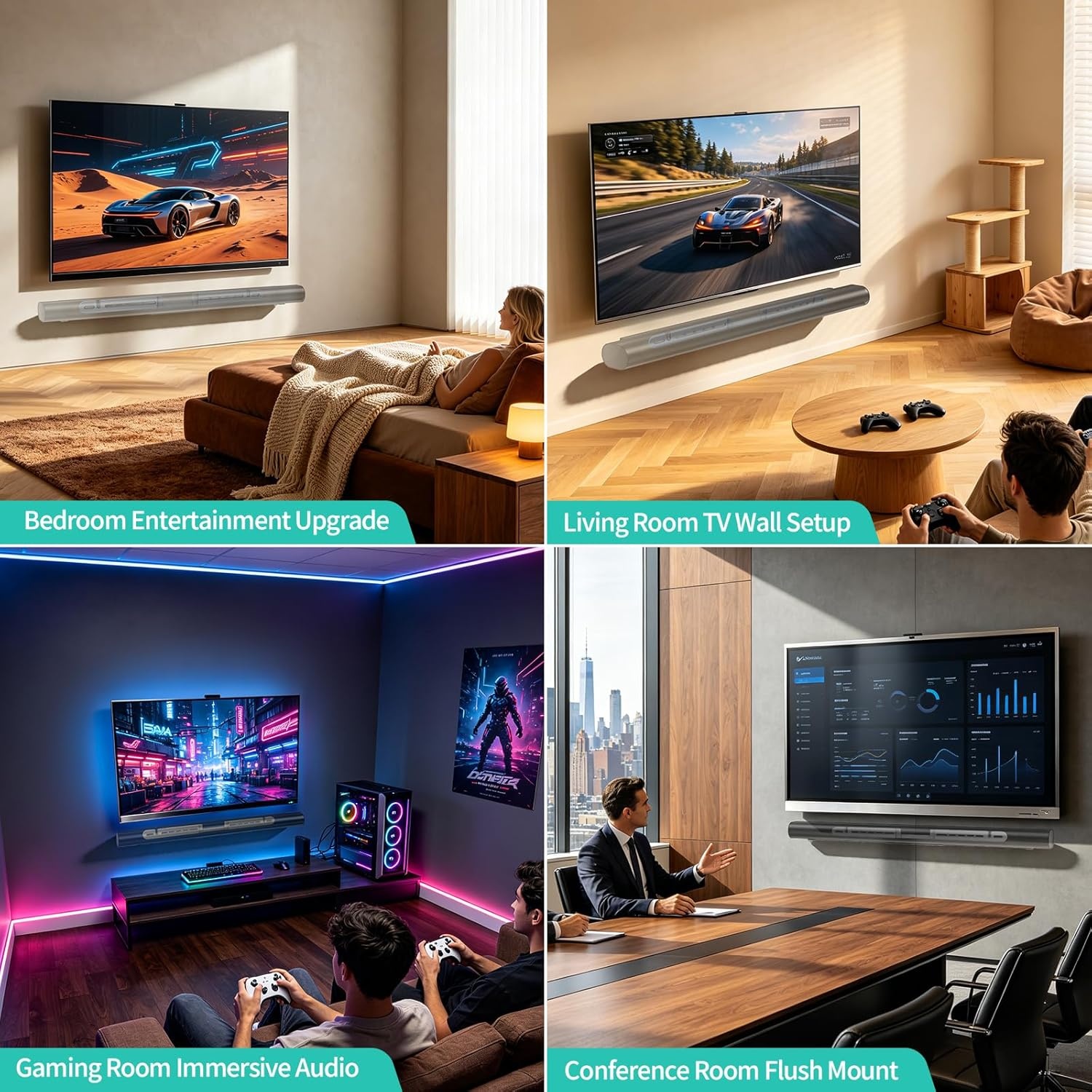 image:imageWALI Soundbar Mount for Sonos Arc and Sonos Arc Ultra Sound bar Wall Mount Bracket Hidden Design Mount on Wall Under TV Installation BlackWhite