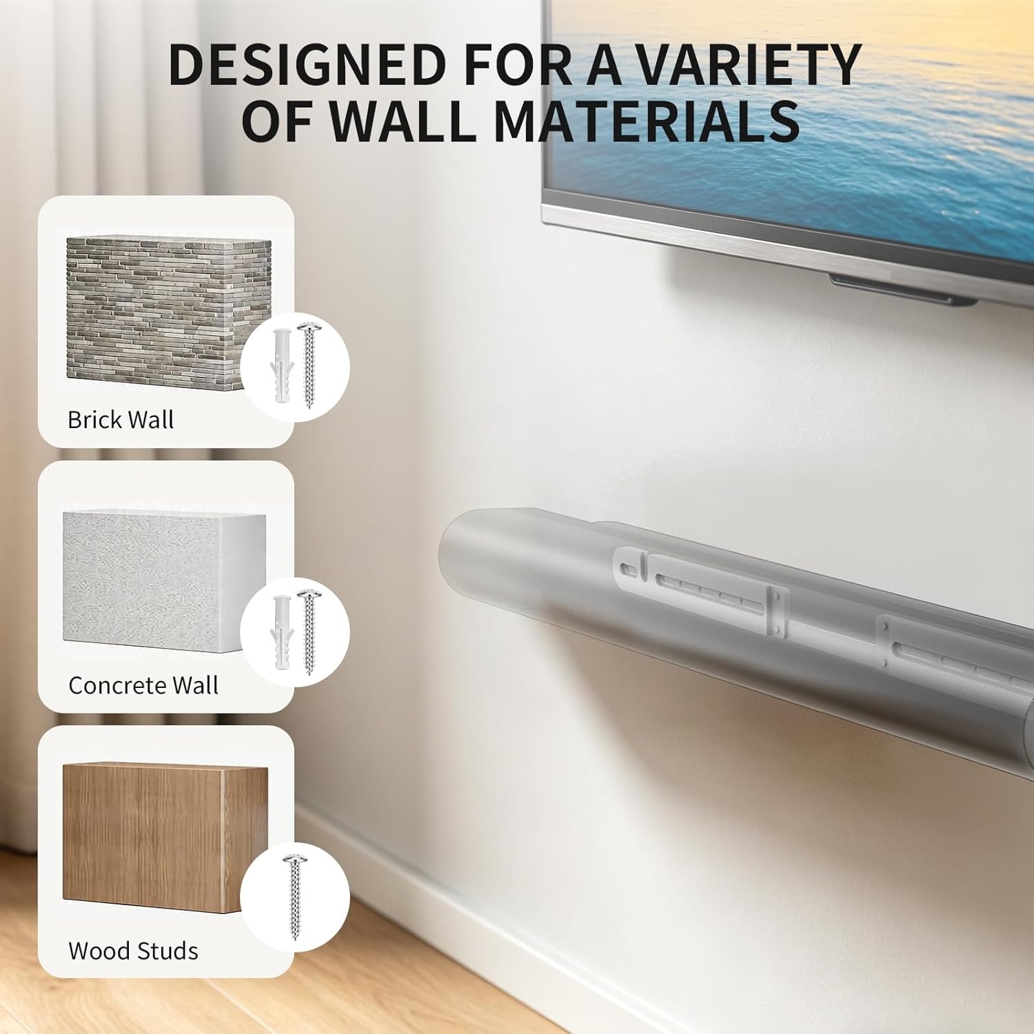 image:imageWALI Soundbar Mount for Sonos Arc and Sonos Arc Ultra Sound bar Wall Mount Bracket Hidden Design Mount on Wall Under TV Installation BlackWhite