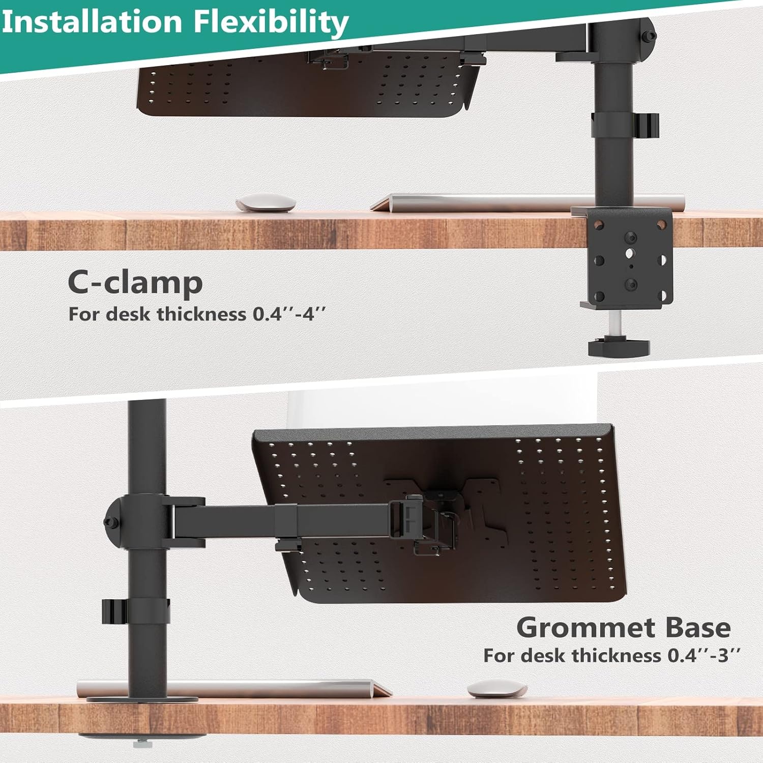 image:imageWALI Triple Arm Laptop and Dual Monitor Desk Mount for 17 Notebook and Up to 27 Screens Extra Tall Adjustable Monitor Stand with Laptop Tray VESA 75x75 100x100 Black M002XLLPWidth 14 Adjustable Desk Mount