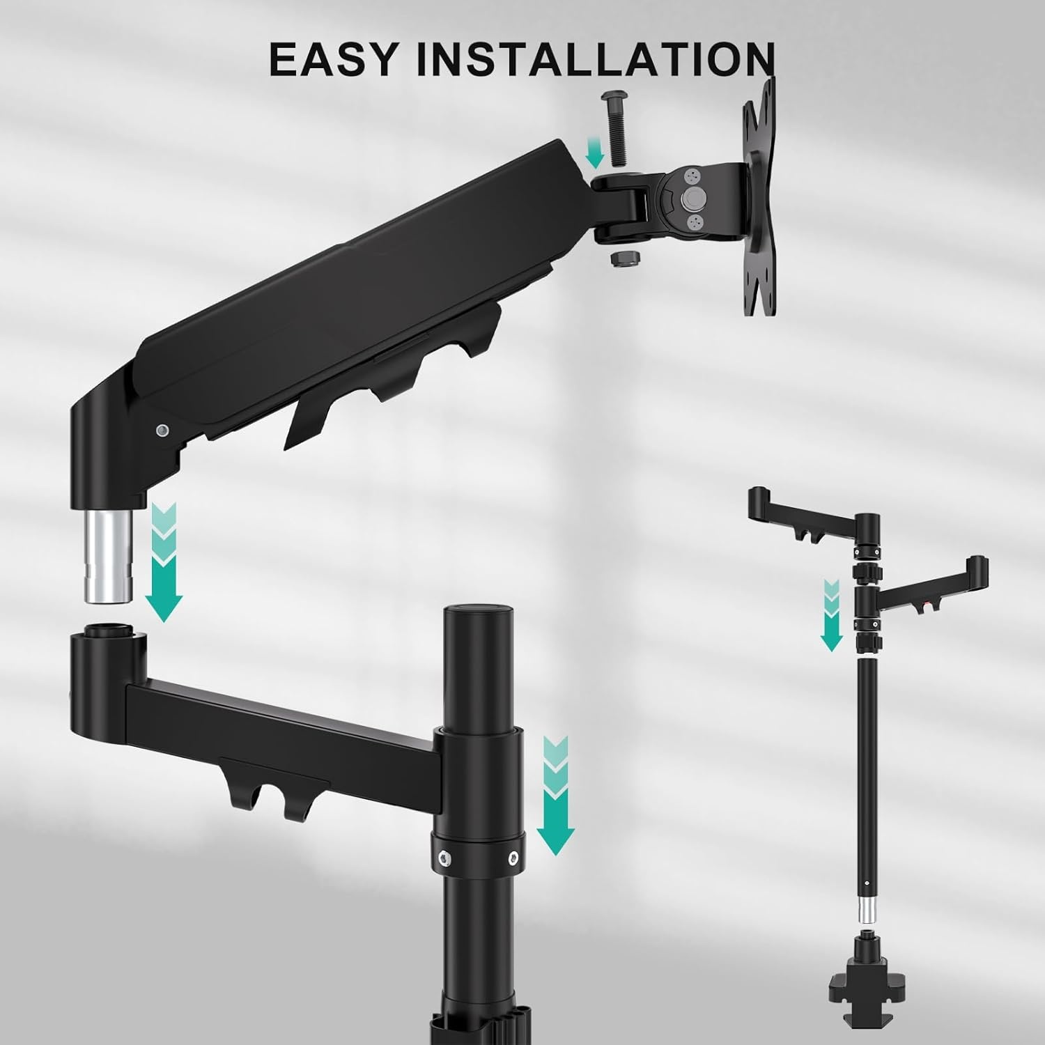 image:imageWALI Triple Monitor Mount for 1334 inch Screens Full Adjustable 3 Monitors Desk Mount with Clamp amp Grommet Base Triple Monitors Arm up to 198lbs Each VESA 75x75 100x100 mm GSDM003XL Black1749