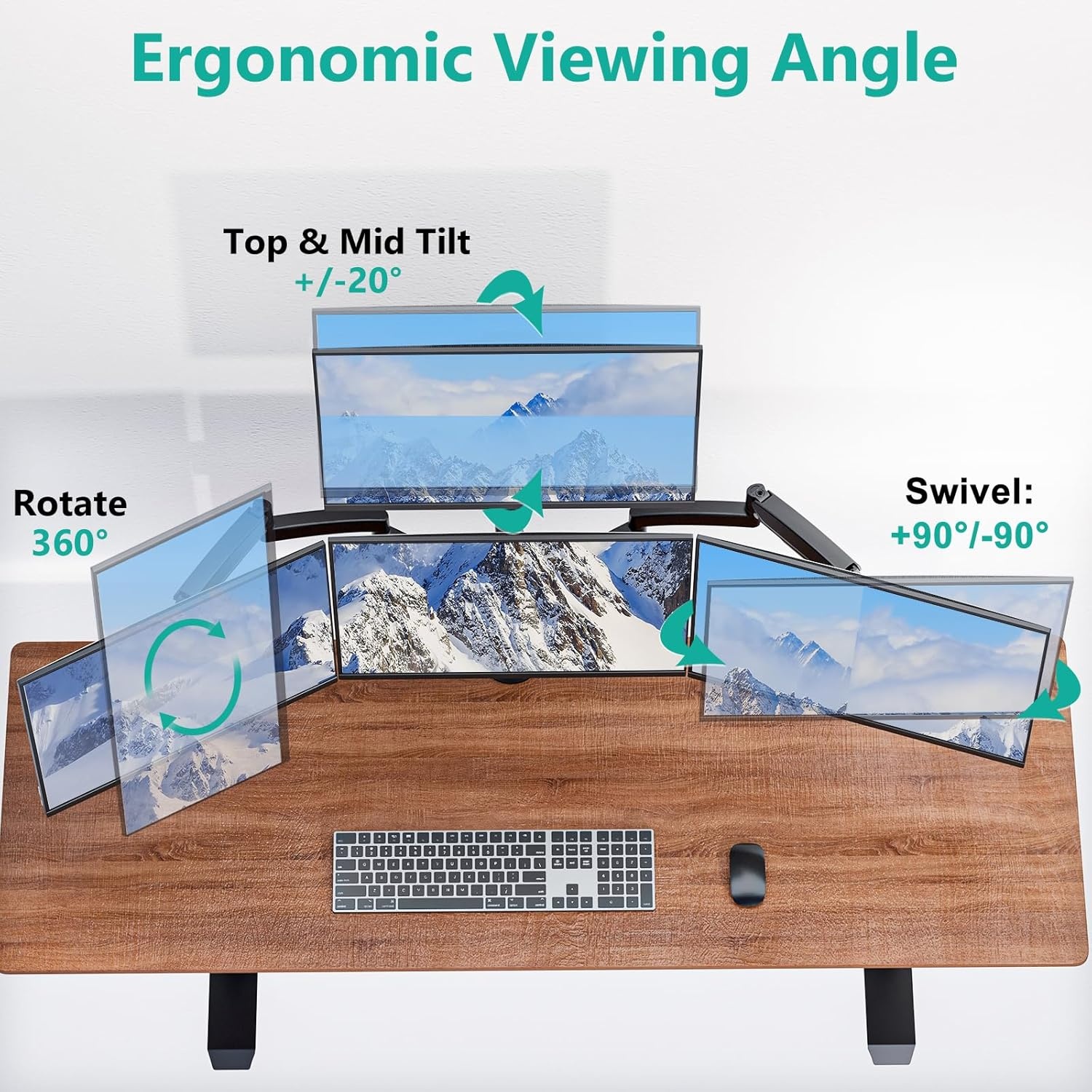 image:imageWALI Triple Monitor Mount for 1334 inch Screens Full Adjustable 3 Monitors Desk Mount with Clamp amp Grommet Base Triple Monitors Arm up to 198lbs Each VESA 75x75 100x100 mm GSDM003XL Black1327