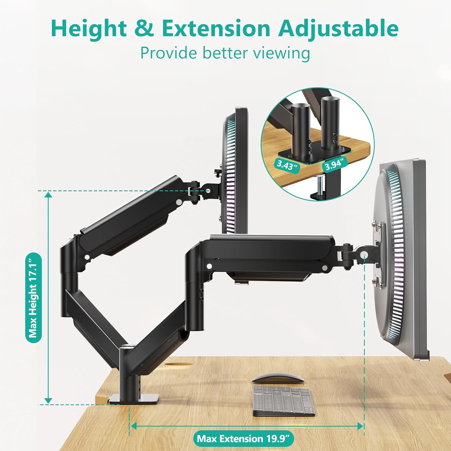 image:imageWALI Triple Monitor Mount for 1334 inch Screens Full Adjustable 3 Monitors Desk Mount with Clamp amp Grommet Base Triple Monitors Arm up to 198lbs Each VESA 75x75 100x100 mm GSDM003XL Black1327