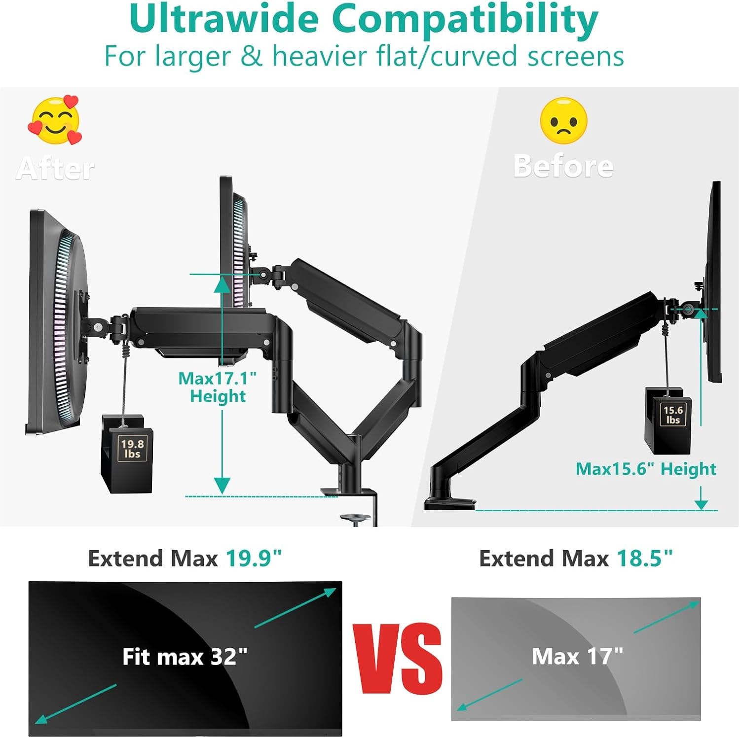image:imageWALI Triple Monitor Mount for 1334 inch Screens Full Adjustable 3 Monitors Desk Mount with Clamp amp Grommet Base Triple Monitors Arm up to 198lbs Each VESA 75x75 100x100 mm GSDM003XL Black1327