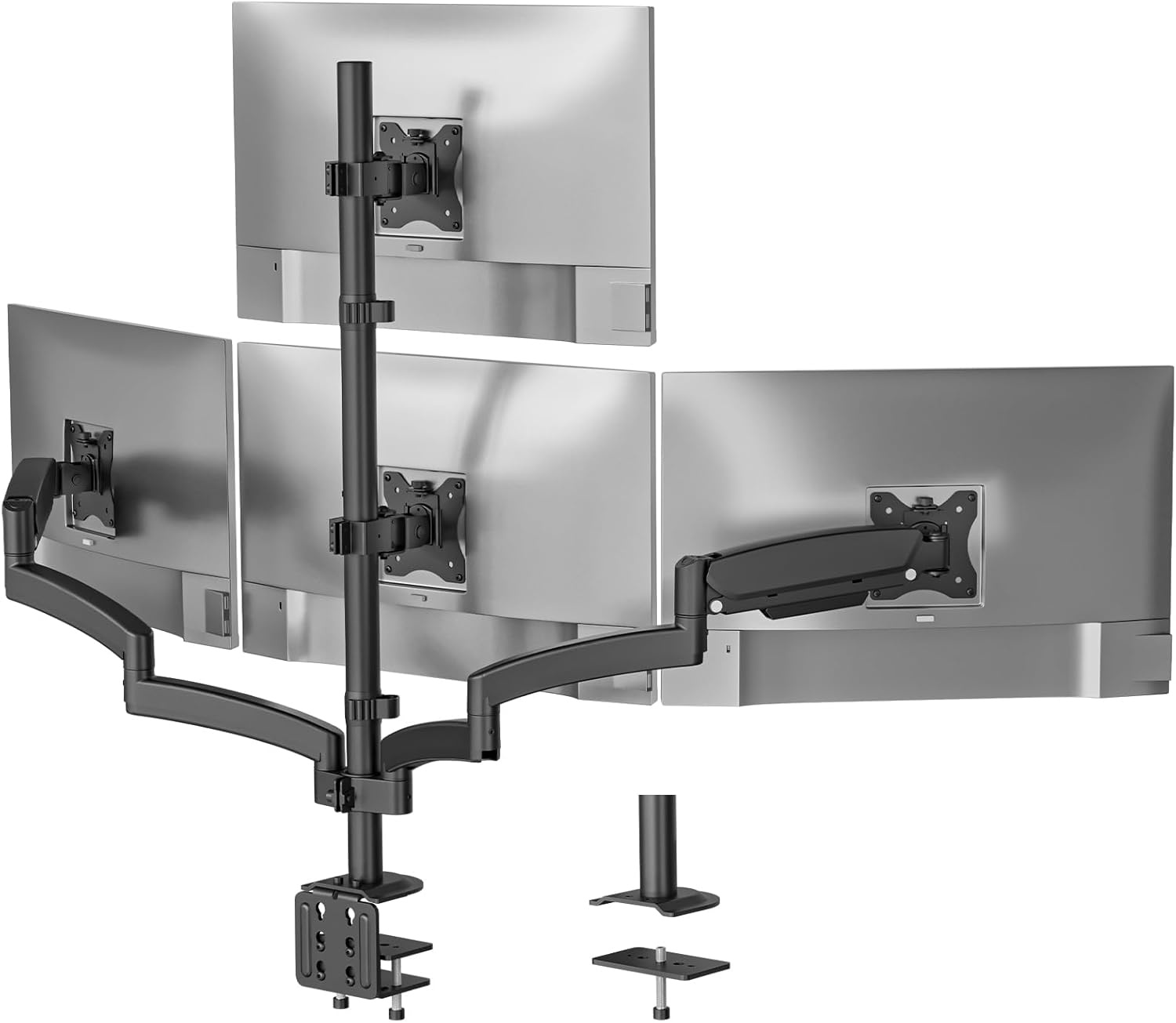 image:imageWALI Triple Monitor Mount for 1334 inch Screens Full Adjustable 3 Monitors Desk Mount with Clamp amp Grommet Base Triple Monitors Arm up to 198lbs Each VESA 75x75 100x100 mm GSDM003XL Black1327