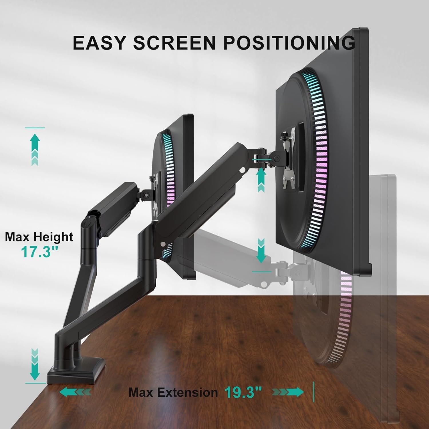 image:imageWALI Triple Monitor Mount for 1334 inch Screens Full Adjustable 3 Monitors Desk Mount with Clamp amp Grommet Base Triple Monitors Arm up to 198lbs Each VESA 75x75 100x100 mm GSDM003XL Black1332