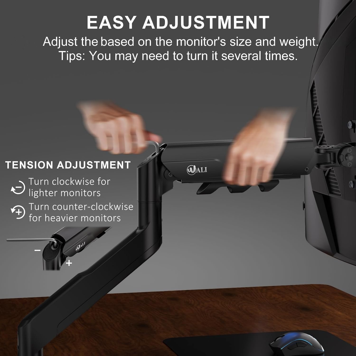image:imageWALI Triple Monitor Mount for 1334 inch Screens Full Adjustable 3 Monitors Desk Mount with Clamp amp Grommet Base Triple Monitors Arm up to 198lbs Each VESA 75x75 100x100 mm GSDM003XL Black1749