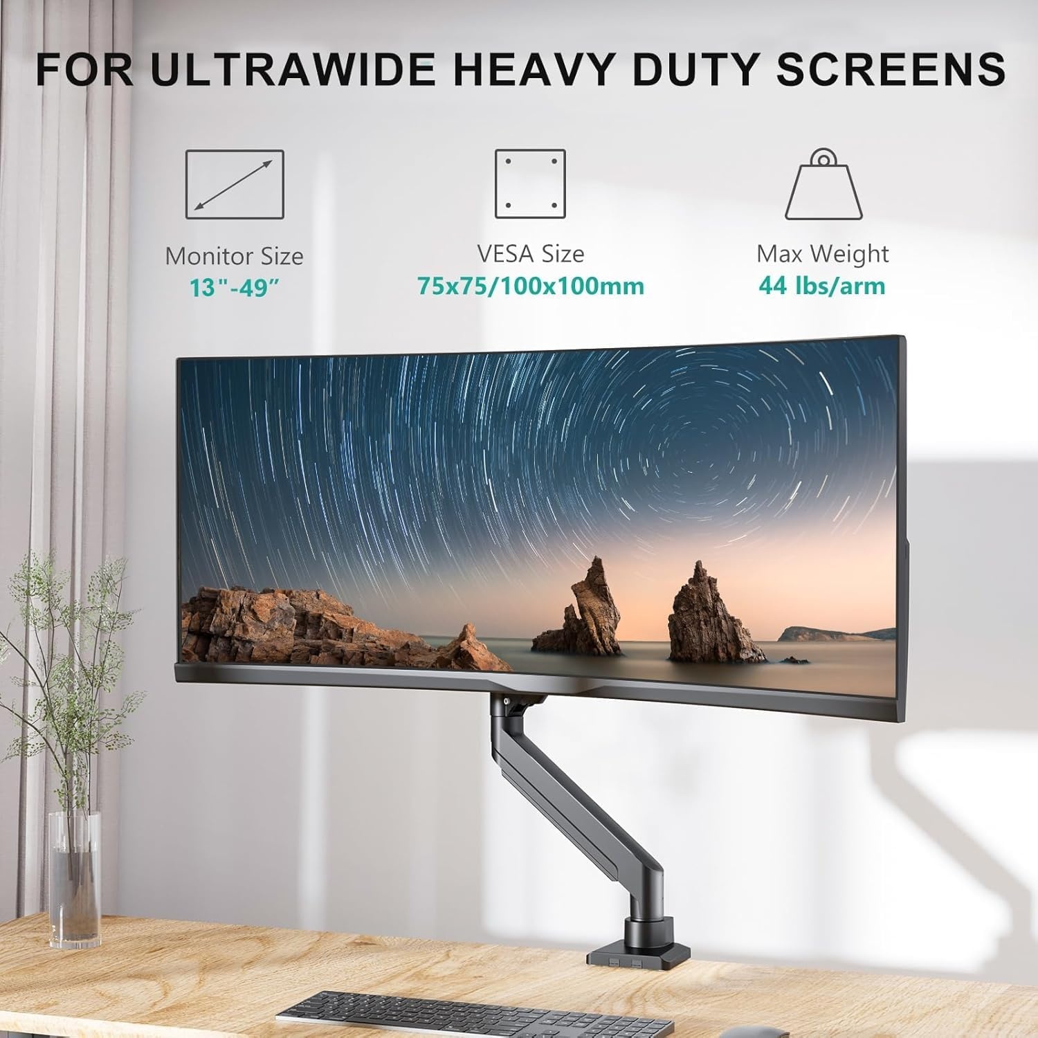 image:imageWALI Triple Monitor Mount for 1334 inch Screens Full Adjustable 3 Monitors Desk Mount with Clamp amp Grommet Base Triple Monitors Arm up to 198lbs Each VESA 75x75 100x100 mm GSDM003XL Black1349