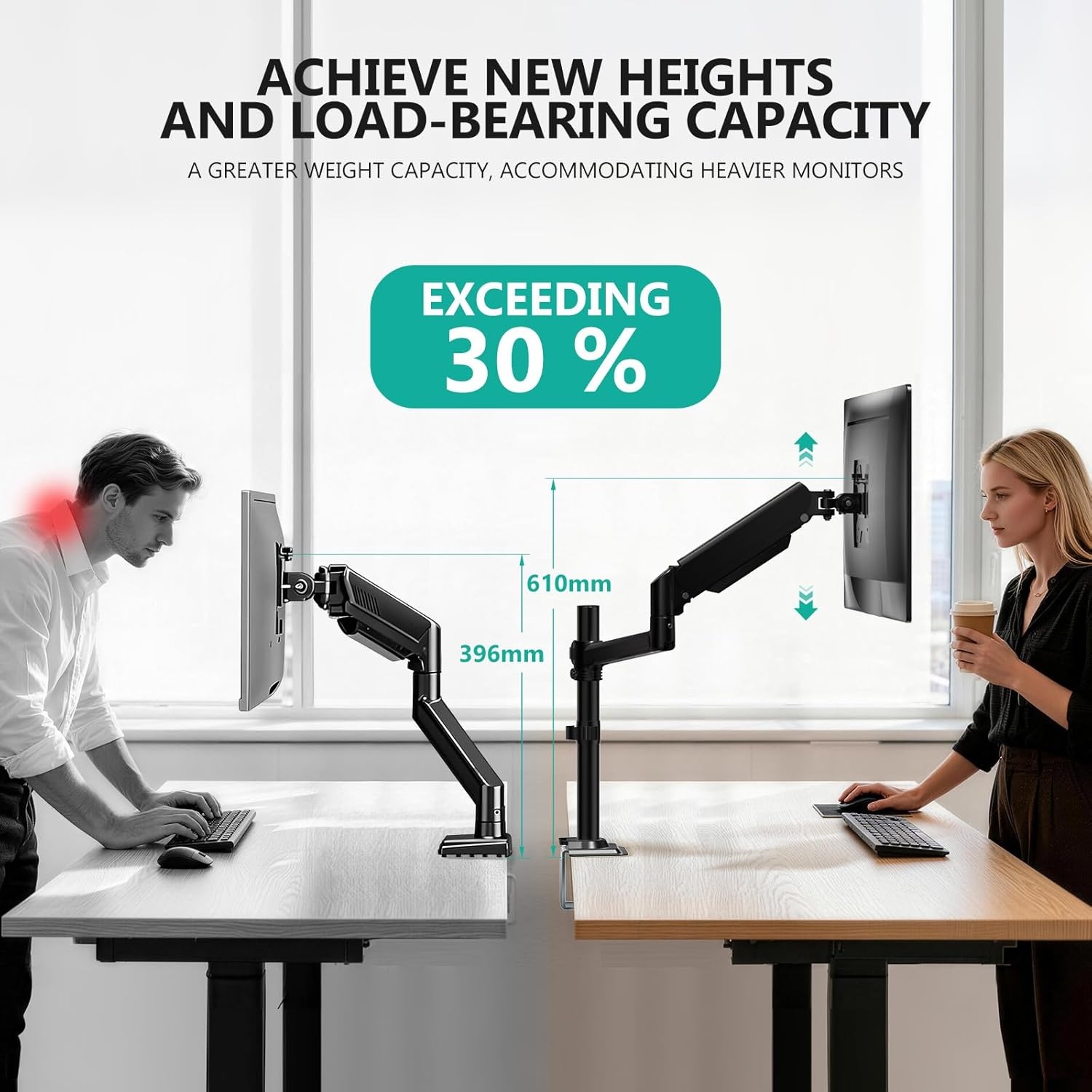 image:imageWALI Triple Monitor Mount for 1334 inch Screens Full Adjustable 3 Monitors Desk Mount with Clamp amp Grommet Base Triple Monitors Arm up to 198lbs Each VESA 75x75 100x100 mm GSDM003XL Black1333