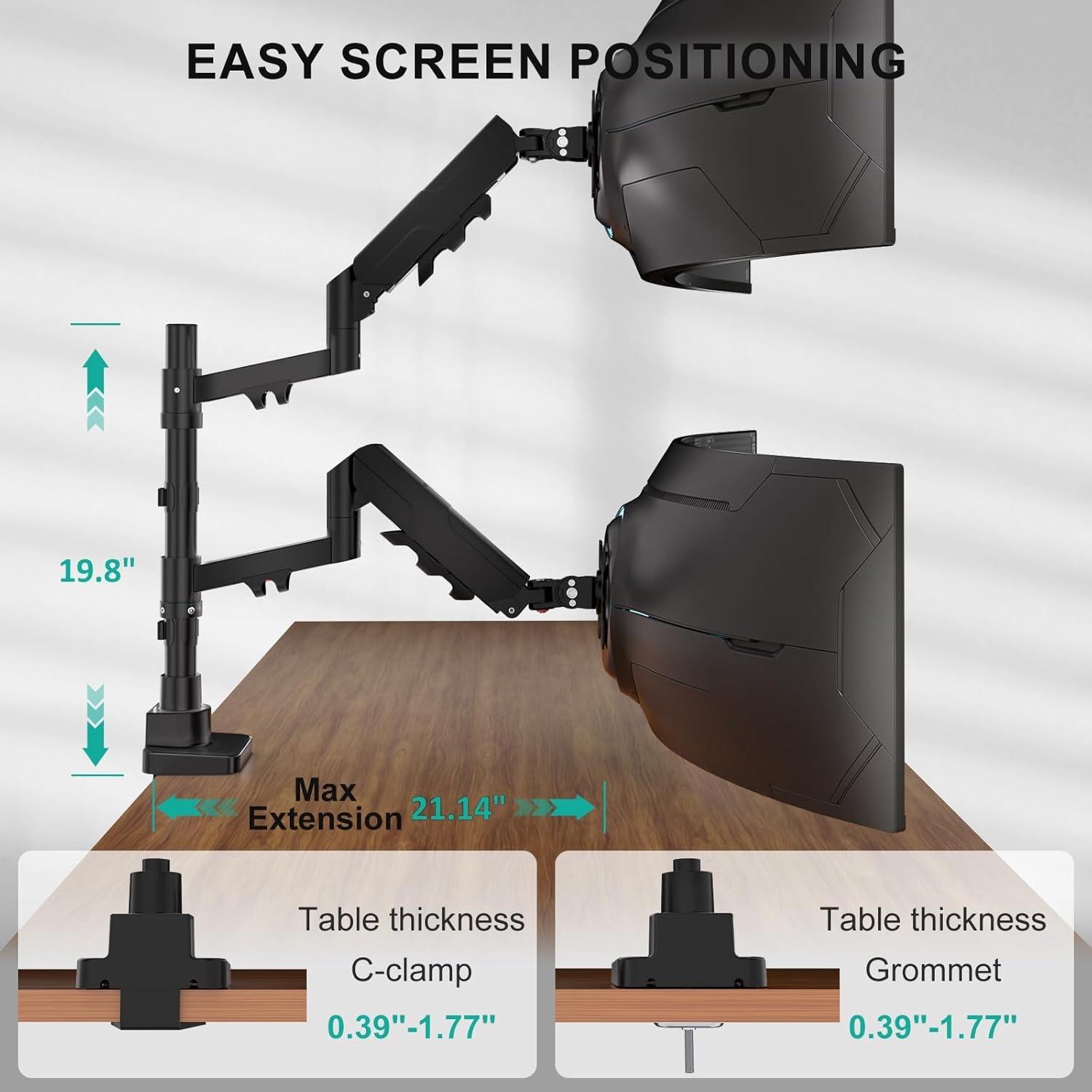 image:imageWALI Triple Monitor Mount for 1334 inch Screens Full Adjustable 3 Monitors Desk Mount with Clamp amp Grommet Base Triple Monitors Arm up to 198lbs Each VESA 75x75 100x100 mm GSDM003XL Black1749