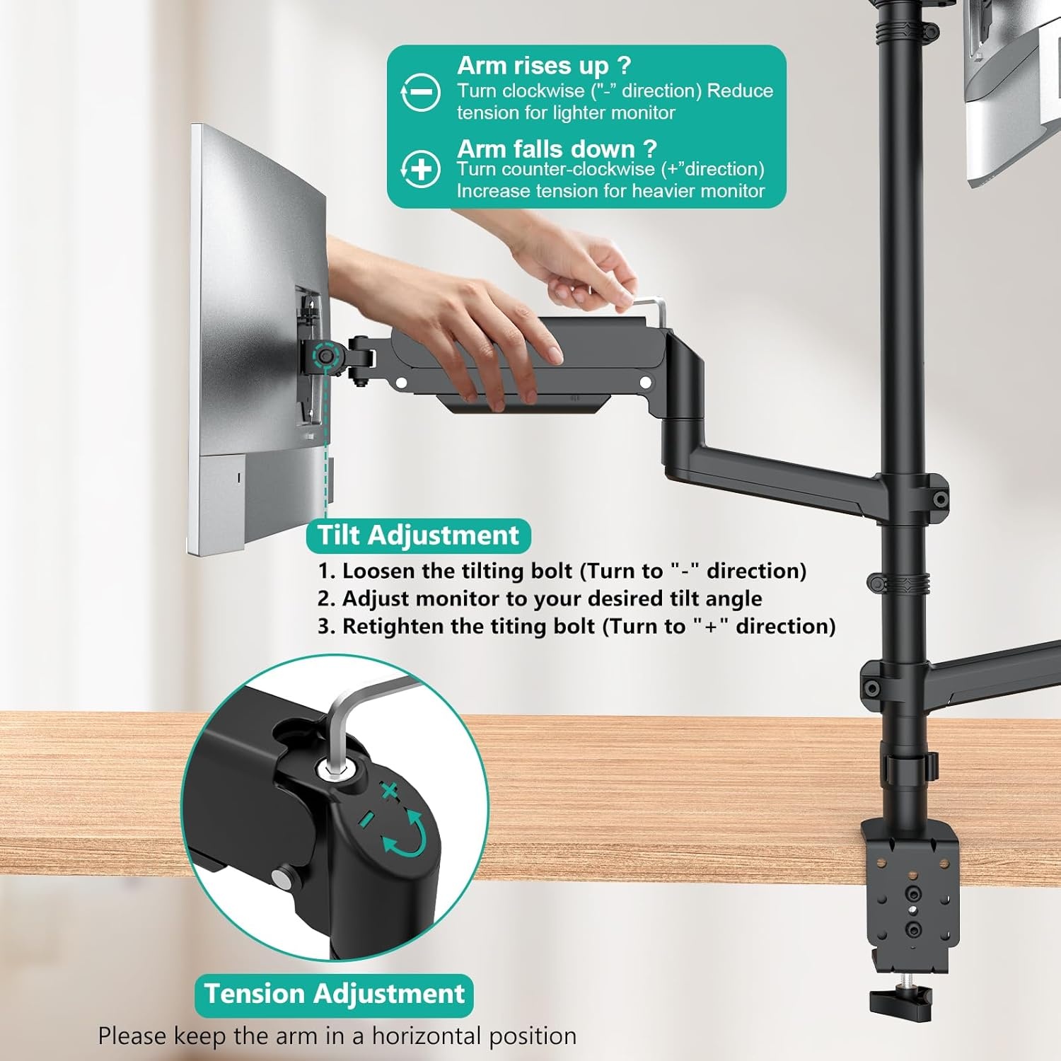 image:imageWALI Triple Monitor Mount for 1334 inch Screens Full Adjustable 3 Monitors Desk Mount with Clamp amp Grommet Base Triple Monitors Arm up to 198lbs Each VESA 75x75 100x100 mm GSDM003XL Black1327