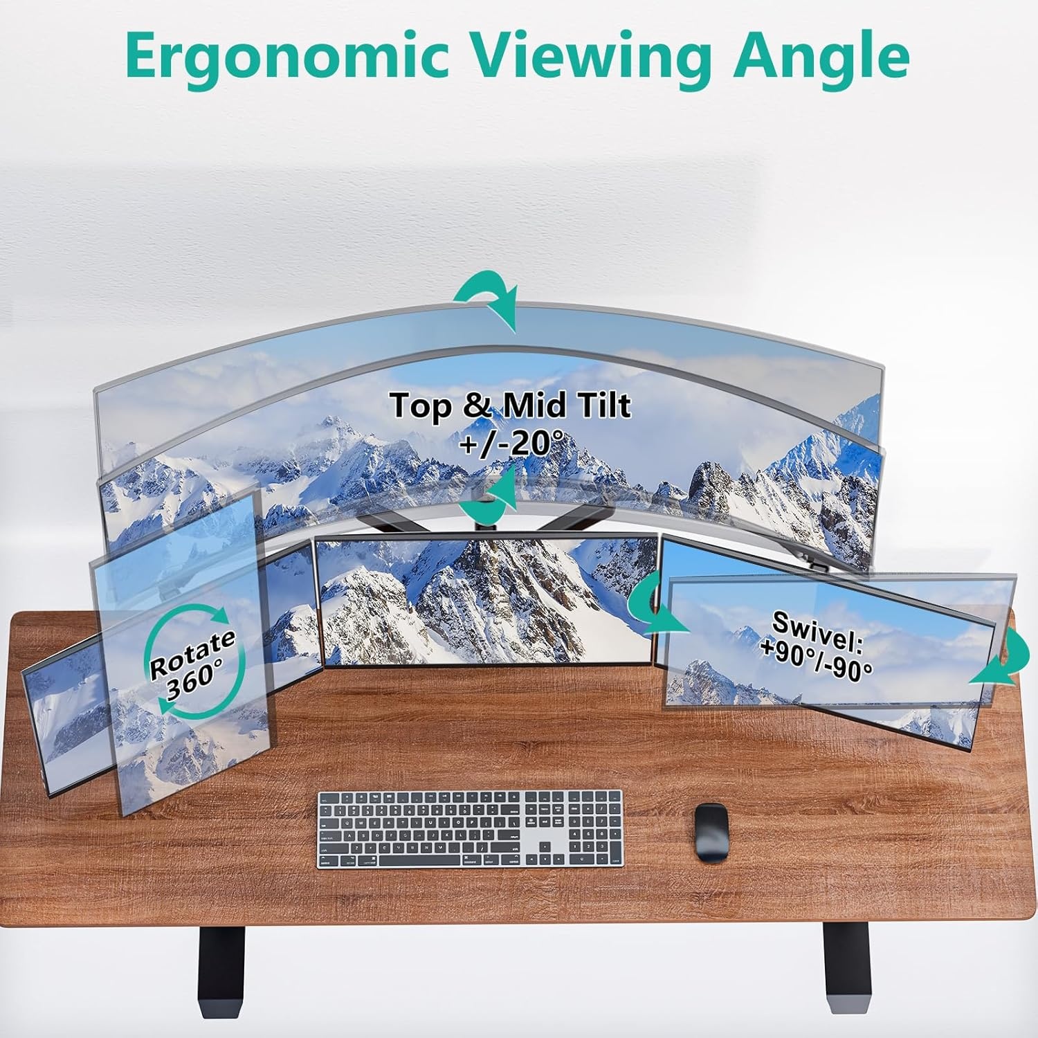 image:imageWALI Triple Monitor Mount for 1334 inch Screens Full Adjustable 3 Monitors Desk Mount with Clamp amp Grommet Base Triple Monitors Arm up to 198lbs Each VESA 75x75 100x100 mm GSDM003XL Black1349