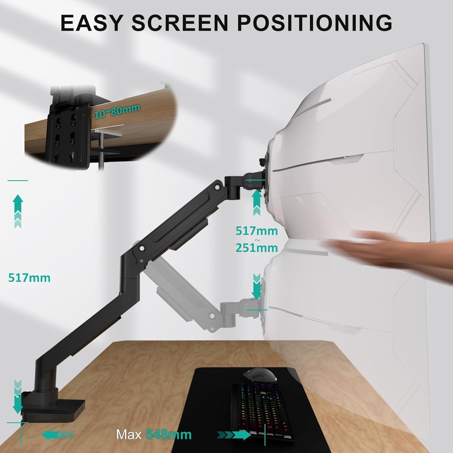 image:imageWALI Triple Monitor Mount for 1334 inch Screens Full Adjustable 3 Monitors Desk Mount with Clamp amp Grommet Base Triple Monitors Arm up to 198lbs Each VESA 75x75 100x100 mm GSDM003XL Black1349