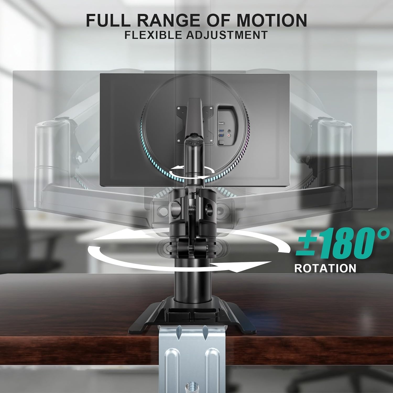 image:imageWALI Triple Monitor Mount for 1334 inch Screens Full Adjustable 3 Monitors Desk Mount with Clamp amp Grommet Base Triple Monitors Arm up to 198lbs Each VESA 75x75 100x100 mm GSDM003XL Black1333