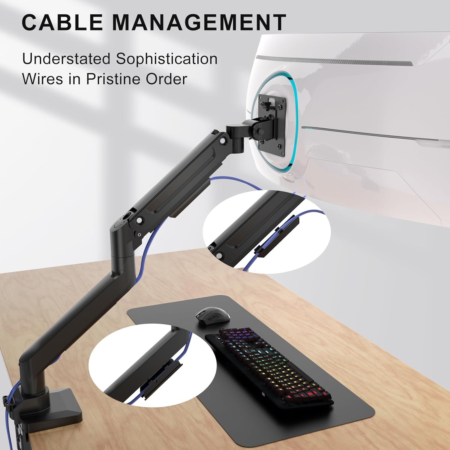 image:imageWALI Triple Monitor Mount for 1334 inch Screens Full Adjustable 3 Monitors Desk Mount with Clamp amp Grommet Base Triple Monitors Arm up to 198lbs Each VESA 75x75 100x100 mm GSDM003XL Black1349