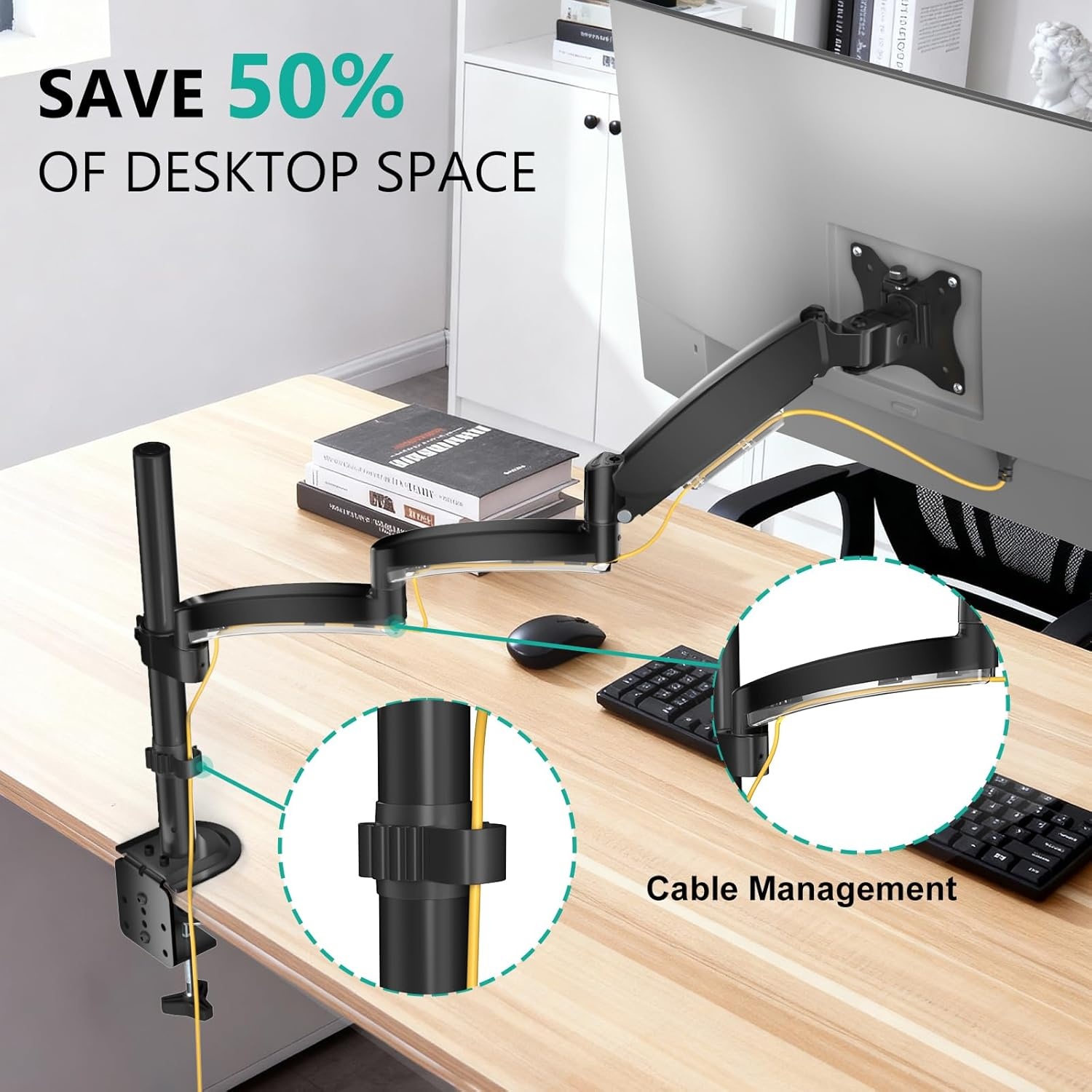 image:imageWALI Triple Monitor Mount for 1334 inch Screens Full Adjustable 3 Monitors Desk Mount with Clamp amp Grommet Base Triple Monitors Arm up to 198lbs Each VESA 75x75 100x100 mm GSDM003XL Black1332