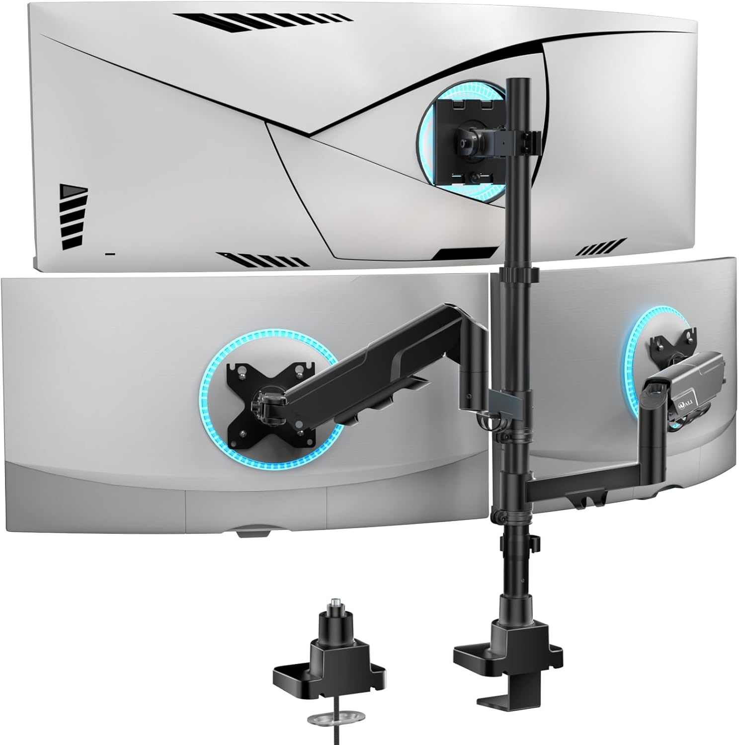 image:imageWALI Triple Monitor Mount for 1334 inch Screens Full Adjustable 3 Monitors Desk Mount with Clamp amp Grommet Base Triple Monitors Arm up to 198lbs Each VESA 75x75 100x100 mm GSDM003XL Black1349