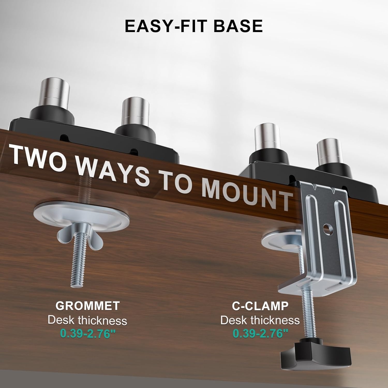 image:imageWALI Triple Monitor Mount for 1334 inch Screens Full Adjustable 3 Monitors Desk Mount with Clamp amp Grommet Base Triple Monitors Arm up to 198lbs Each VESA 75x75 100x100 mm GSDM003XL Black1332