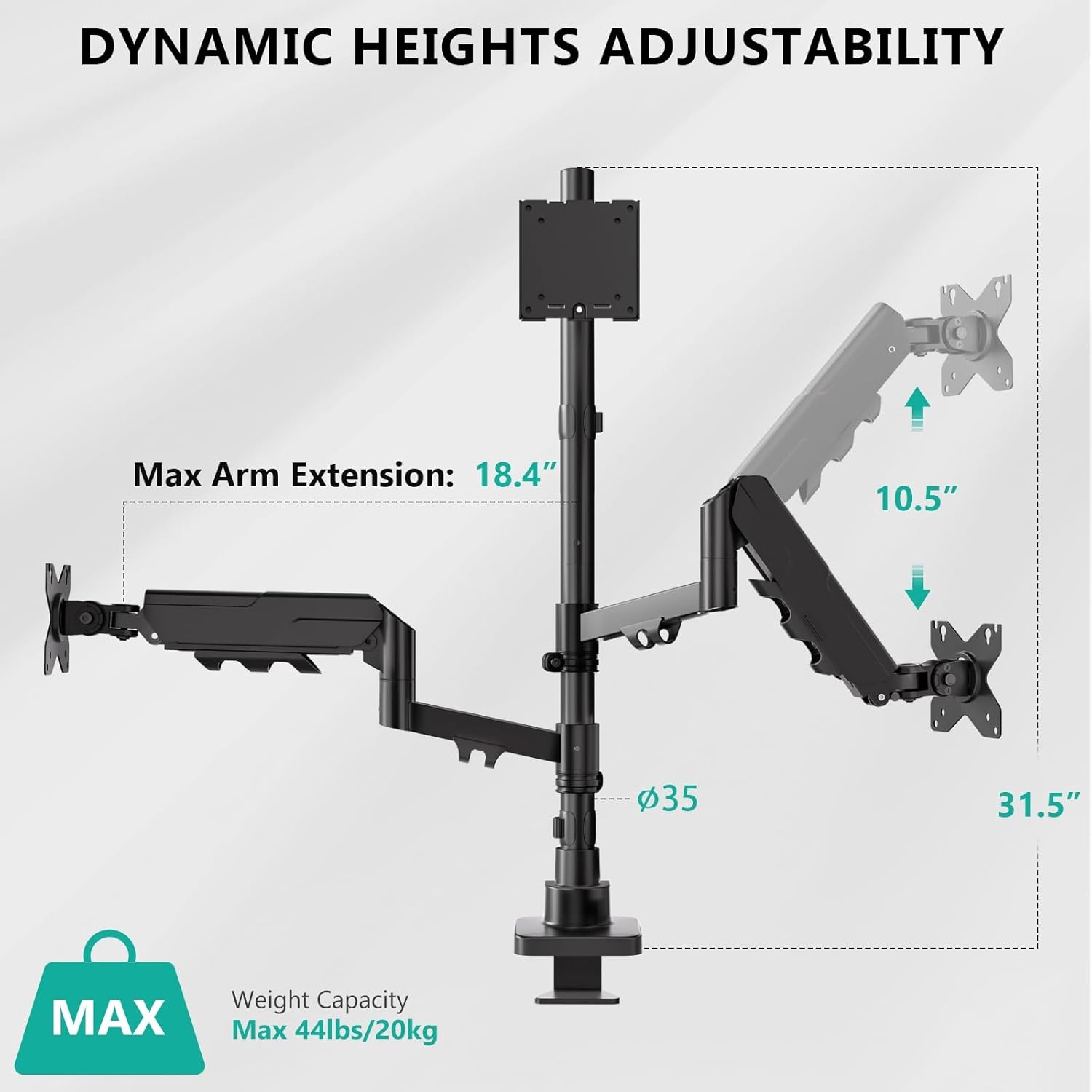 image:imageWALI Triple Monitor Mount for 1334 inch Screens Full Adjustable 3 Monitors Desk Mount with Clamp amp Grommet Base Triple Monitors Arm up to 198lbs Each VESA 75x75 100x100 mm GSDM003XL Black1749