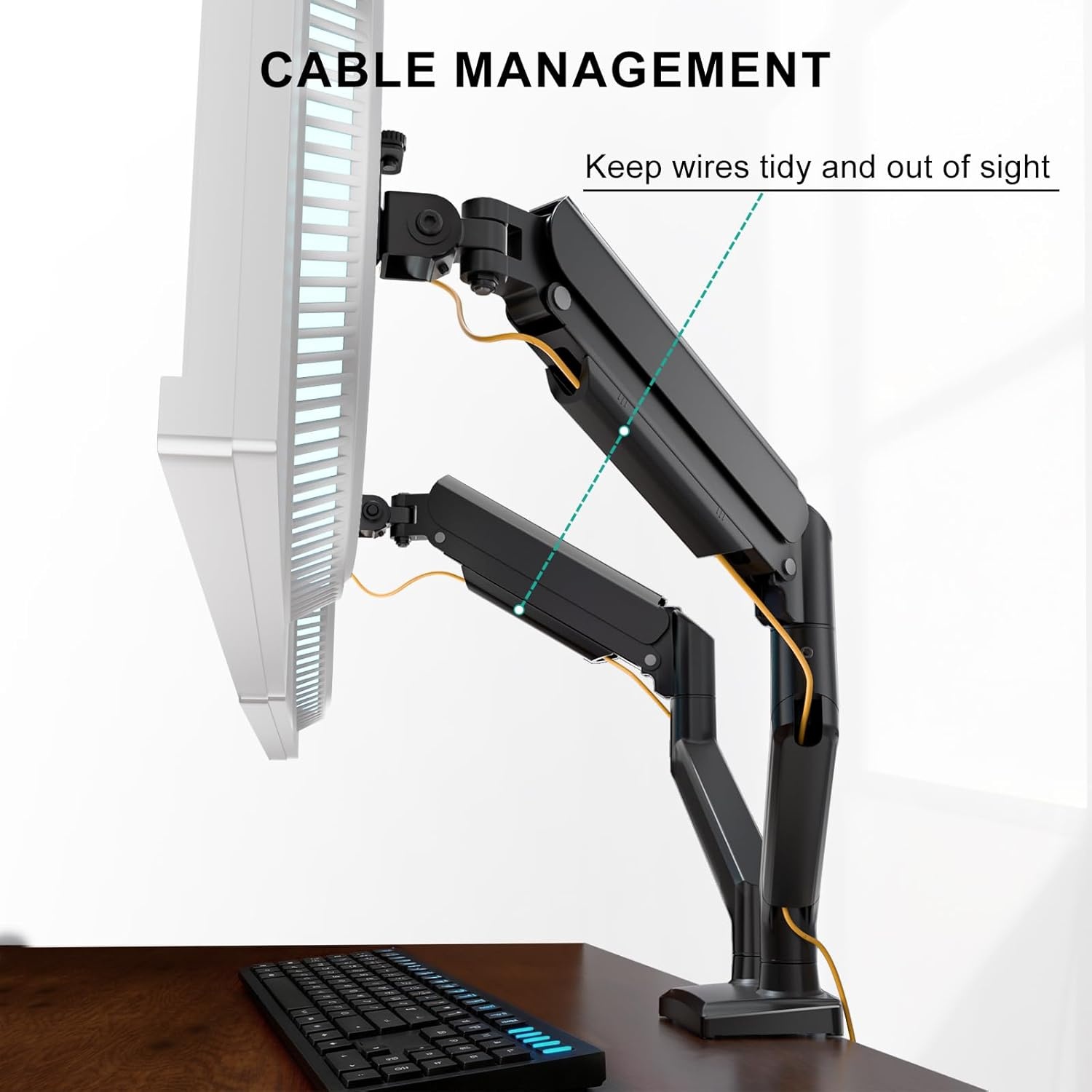 image:imageWALI Triple Monitor Mount for 1334 inch Screens Full Adjustable 3 Monitors Desk Mount with Clamp amp Grommet Base Triple Monitors Arm up to 198lbs Each VESA 75x75 100x100 mm GSDM003XL Black1332