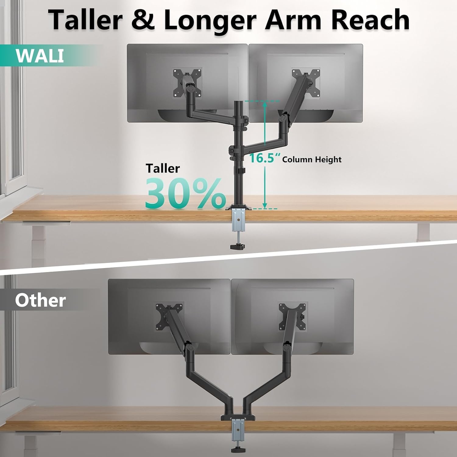 image:imageWALI Triple Monitor Mount for 1334 inch Screens Full Adjustable 3 Monitors Desk Mount with Clamp amp Grommet Base Triple Monitors Arm up to 198lbs Each VESA 75x75 100x100 mm GSDM003XL Black1333